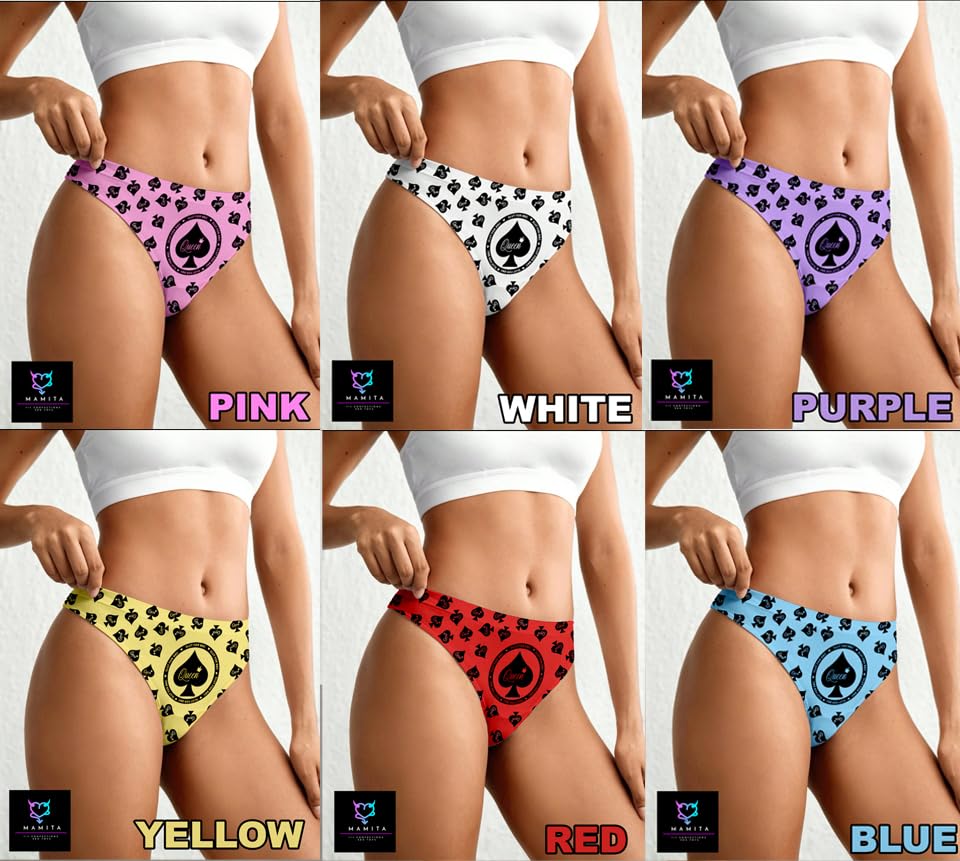 Sexy Queen of Spades Bikini Thong Panties for Women - L White Lingerie for Beach, Pool & Romantic Occasions