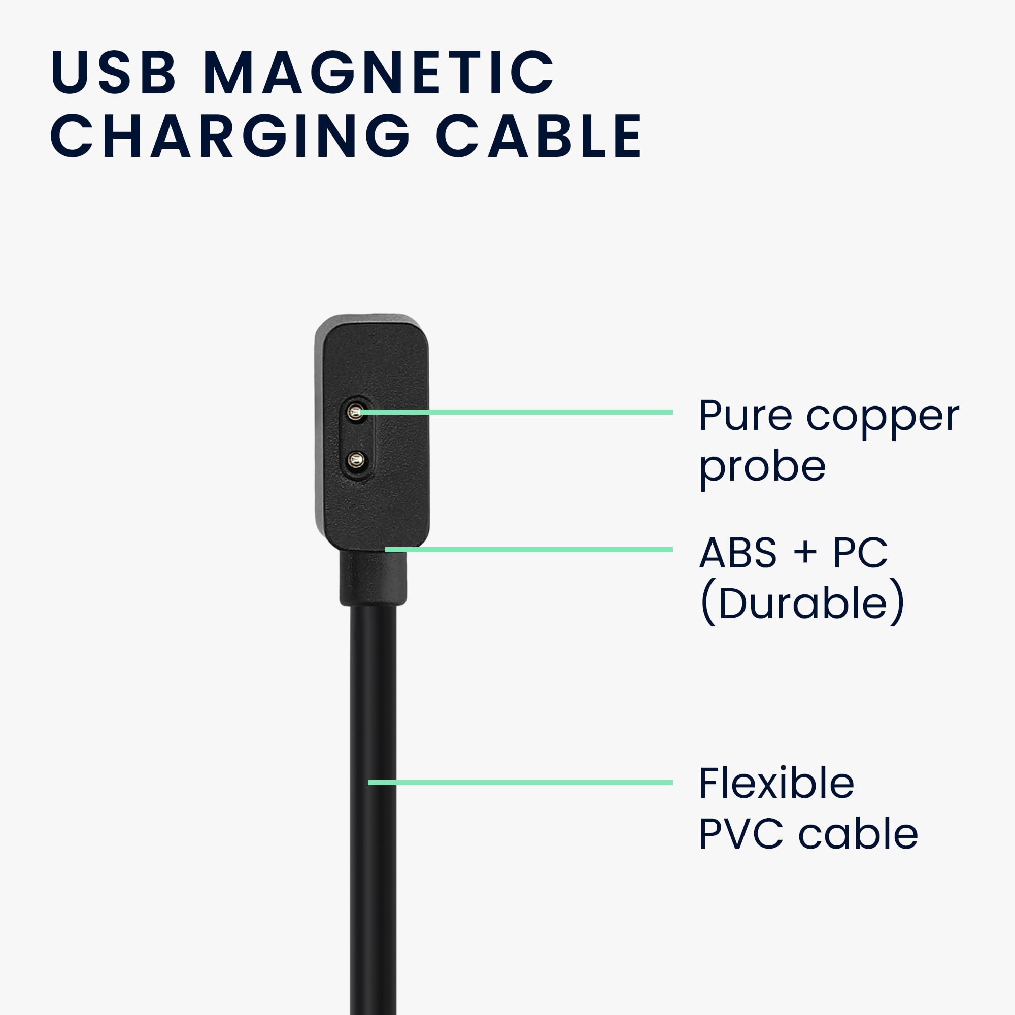 kwmobile USB Charging Cable for Xiaomi Redmi Watch 2 Lite/3 Lite - Fast Charging Cord for Smartwatch - Durable Nylon Braided Black Cable - Perfect for Home, Office & Travel Use