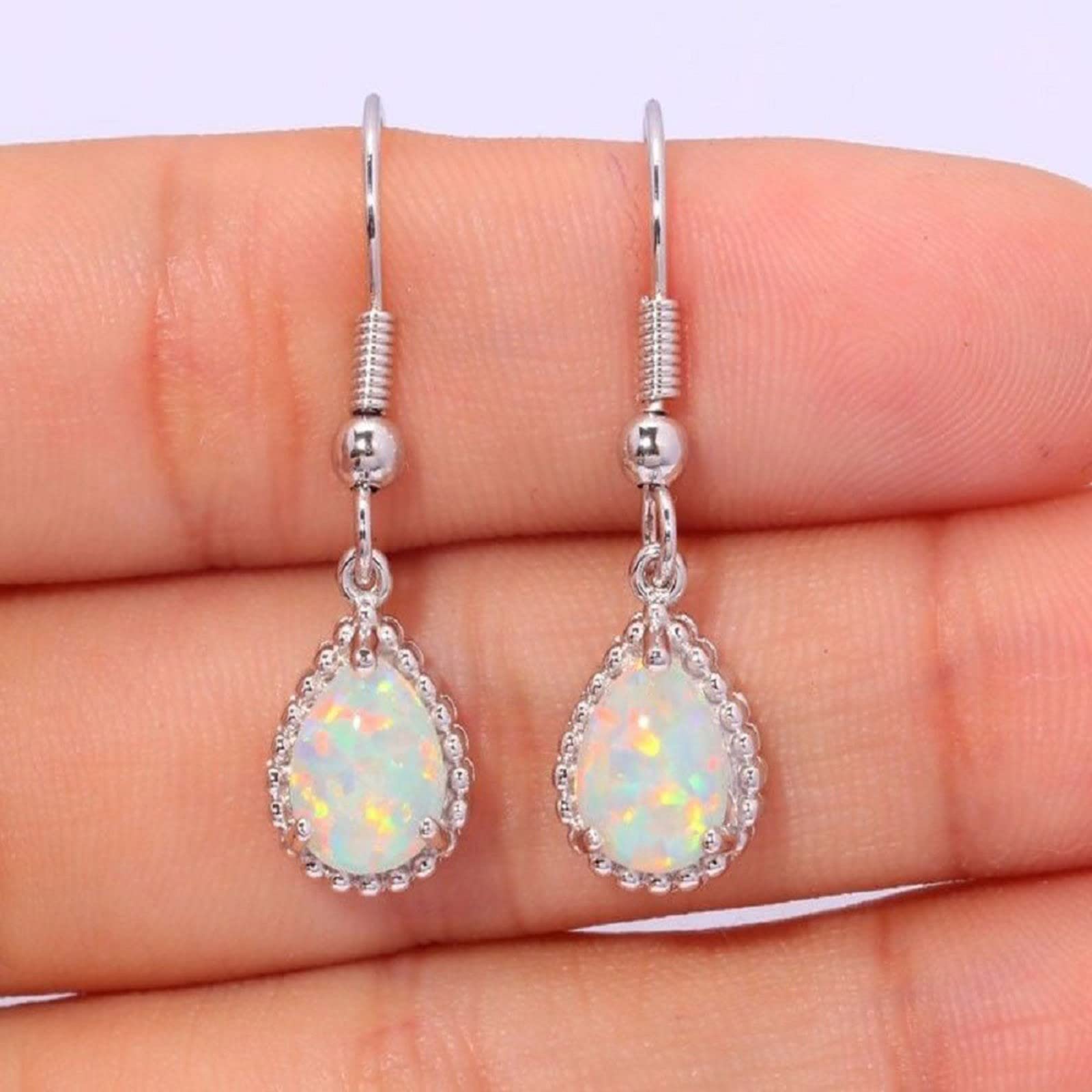 Statement Hoop Earrings for Women - Fashionable Faux Opal Gemstone Earring Set (One Size, Metal) - Perfect for Parties, Weddings & Everyday Wear