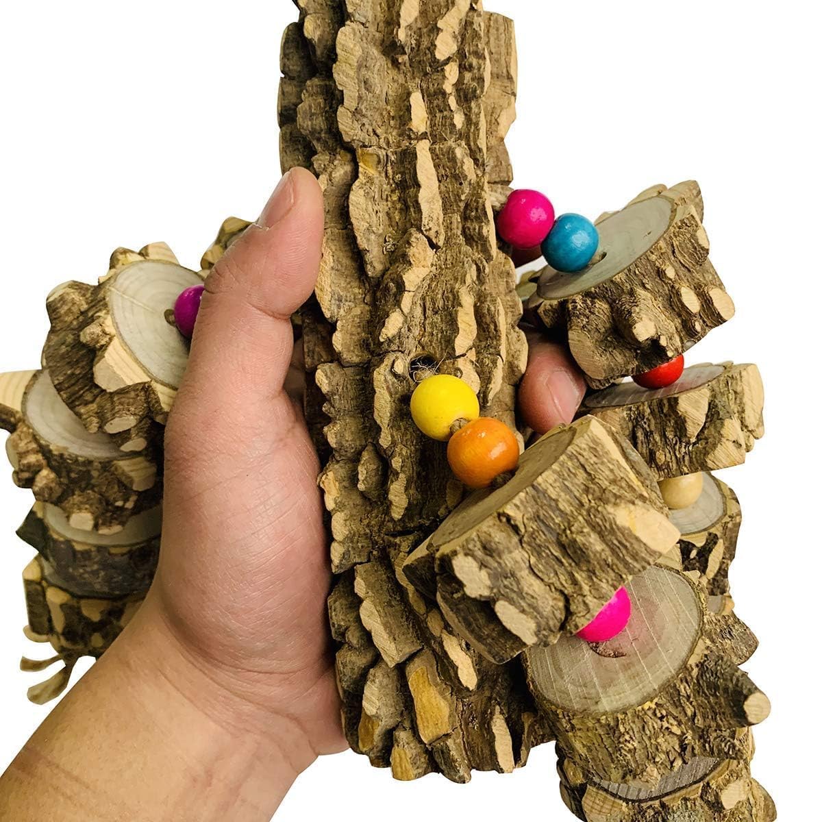 PINVNBY Macaw Toys - Extra Large Natural Wood Chewing Toys for African Grey, Cockatoos, Amazon Parrots & Large Birds | Durable Bird Enrichment for Cages, Play Gyms & Training