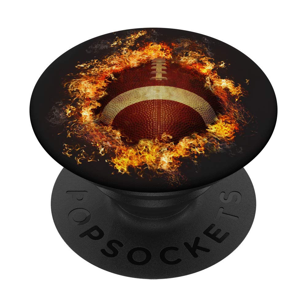 American Football Rugby Ball On Fire PopSockets PopGrip - Swappable Phone Grip for iPhone, Samsung & Tablets | Perfect for Sports Fans, Game Days & Phone Protection