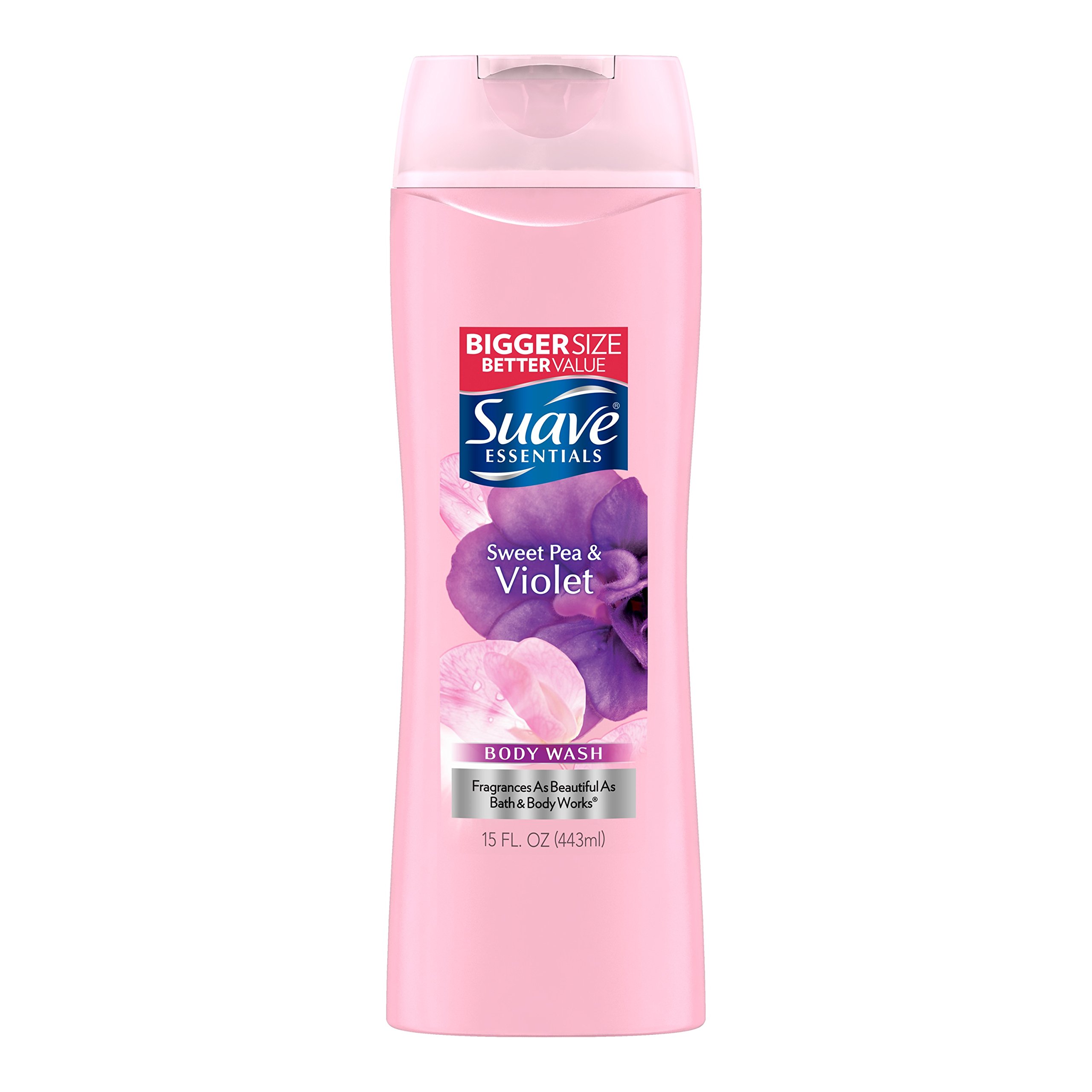 Suave Essentials Sweet Pea & Violet Body Wash - 15 Fl Oz, Hydrating & Nourishing for Soft Skin - Perfect for Daily Shower & Bath Relaxation