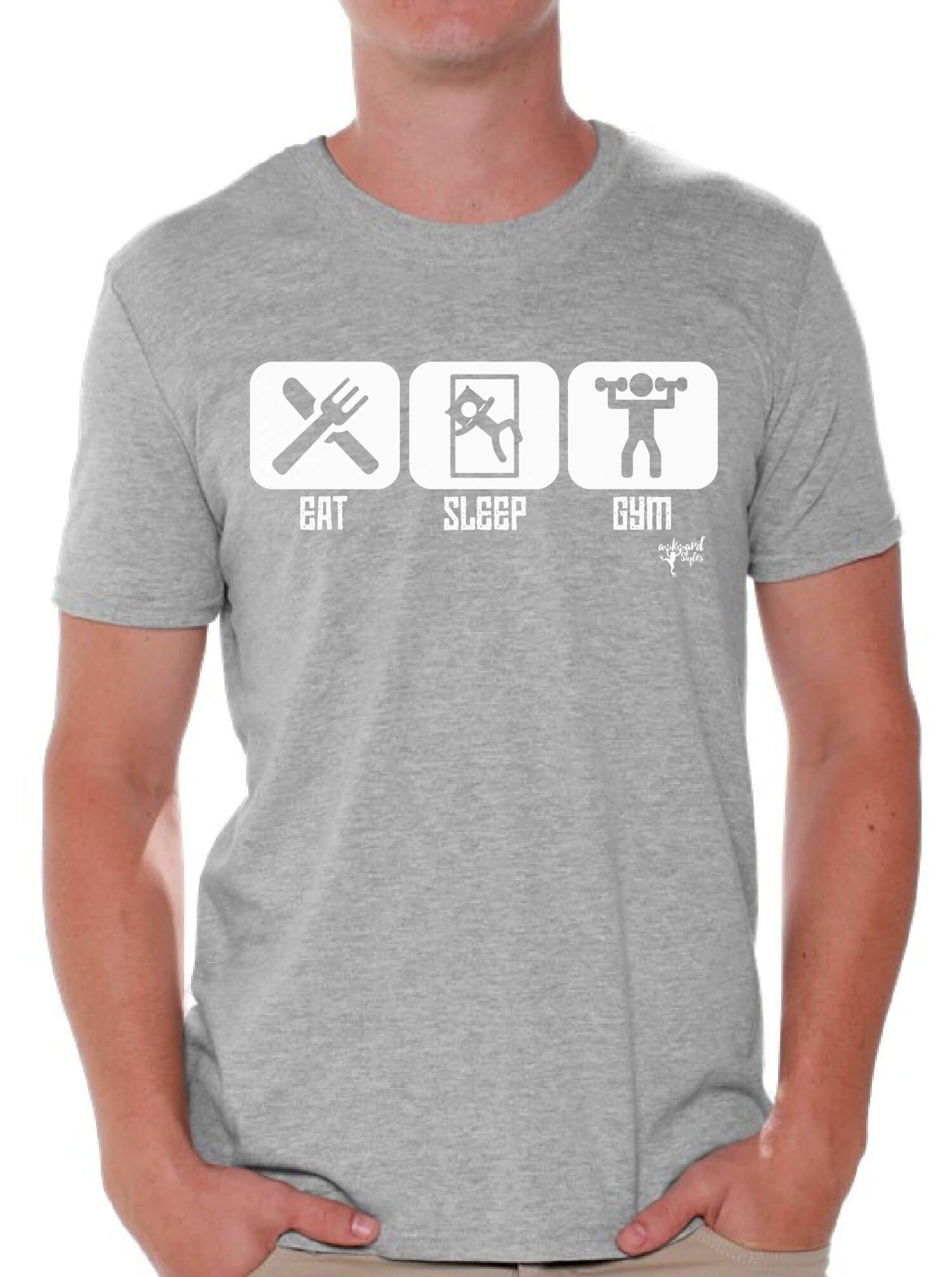 Eat Sleep Gym Funny Quote T-Shirt for Men & Women - White Workout Motivational Tee - Perfect for Gym, Fitness & Casual Wear