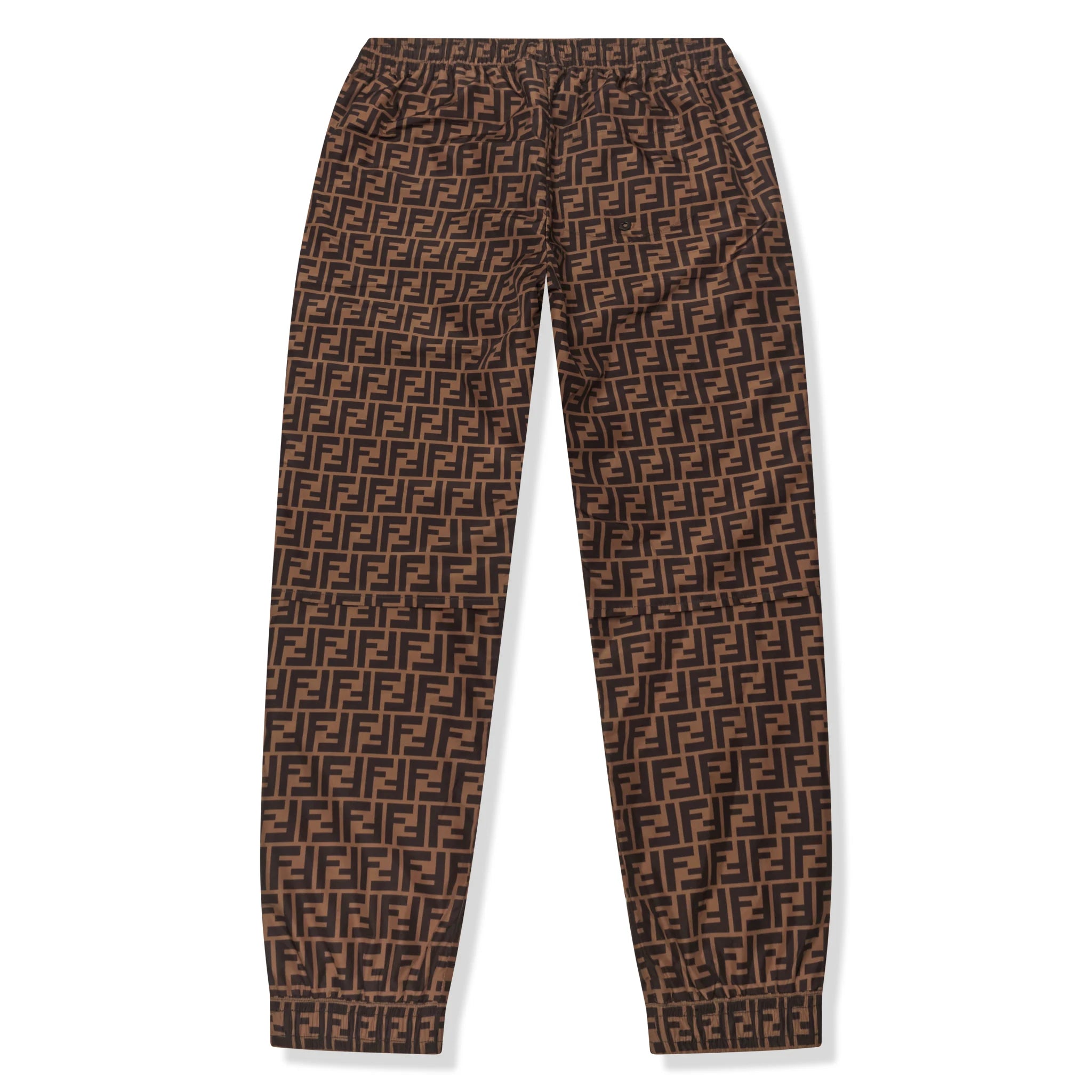 Vintage Fendi FF Logo Brown Nylon Track Pants - Authentic Designer Joggers for Women | Perfect for Casual Wear, Gym & Street Style Fashion