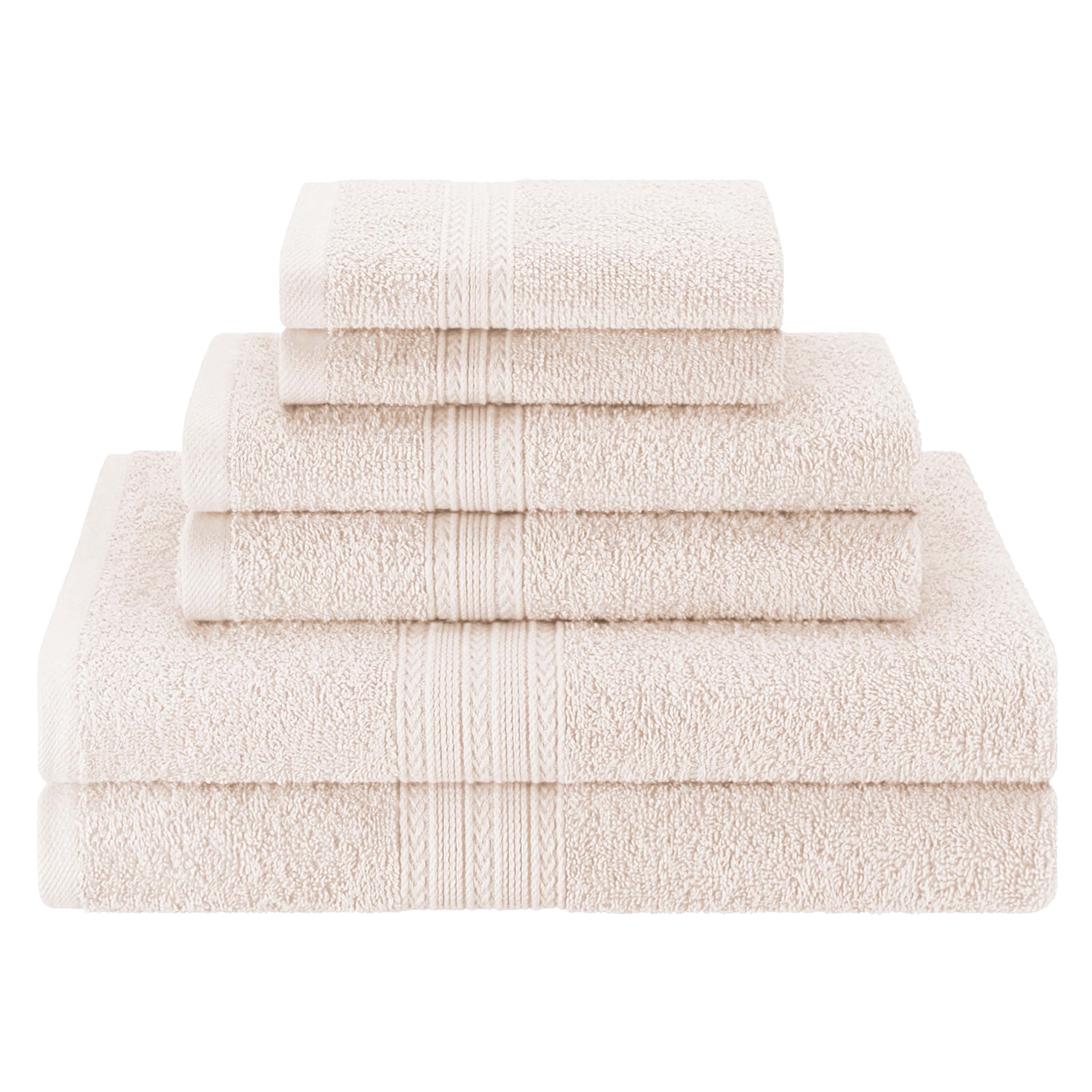 Premium 6-Piece Eco-Friendly Cotton Ring Spun Bath Towel Set - Soft, Absorbent & Sustainable for Spa, Gym, and Luxury Bathroom Use
