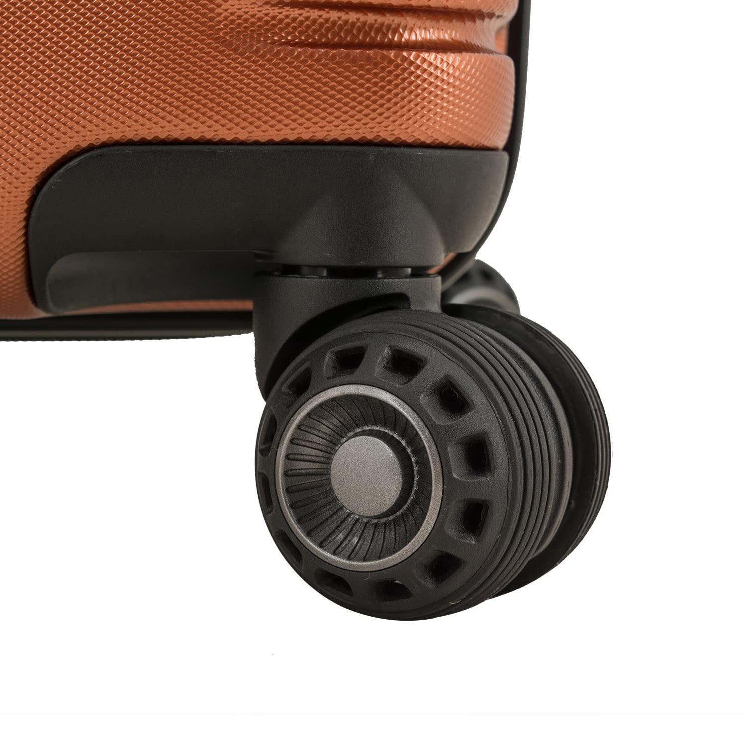 Traveler's Choice Archer Polycarbonate Hardside Spinner Luggage Set with Tie Down Straps - 29-Inch Checked Orange Suitcase for Air Travel & Vacation Packing