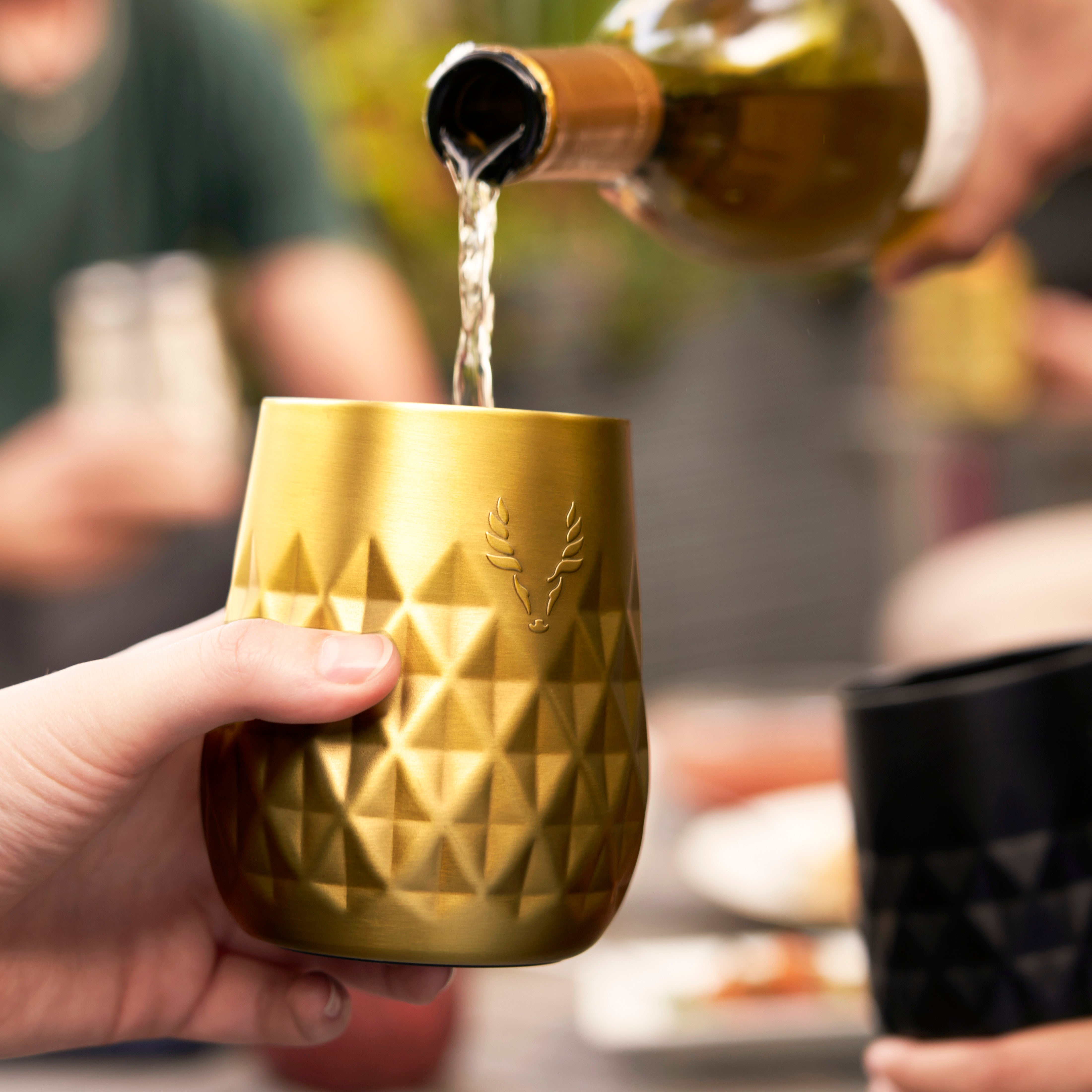 Premium Stainless Steel Wine Tumbler with Gold Finish - Insulated Double Wall for Hot & Cold Drinks - Perfect for Outdoor Picnics, Parties, and Home Entertaining