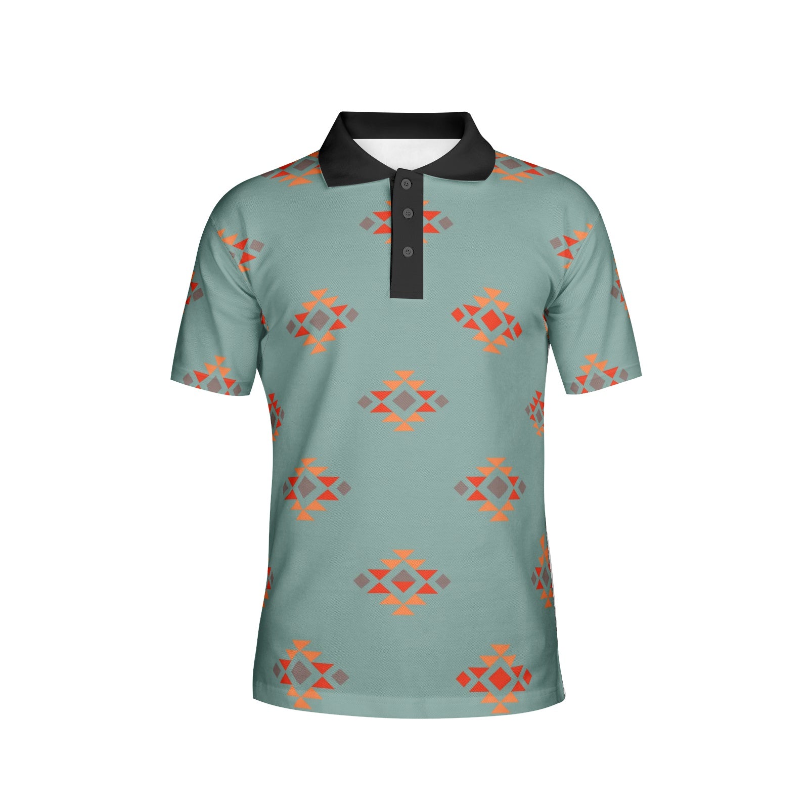 Men's Blue All Over Print Polo Shirt with Black or White Collar - Casual Wear for Golf, Office & Summer Outfits