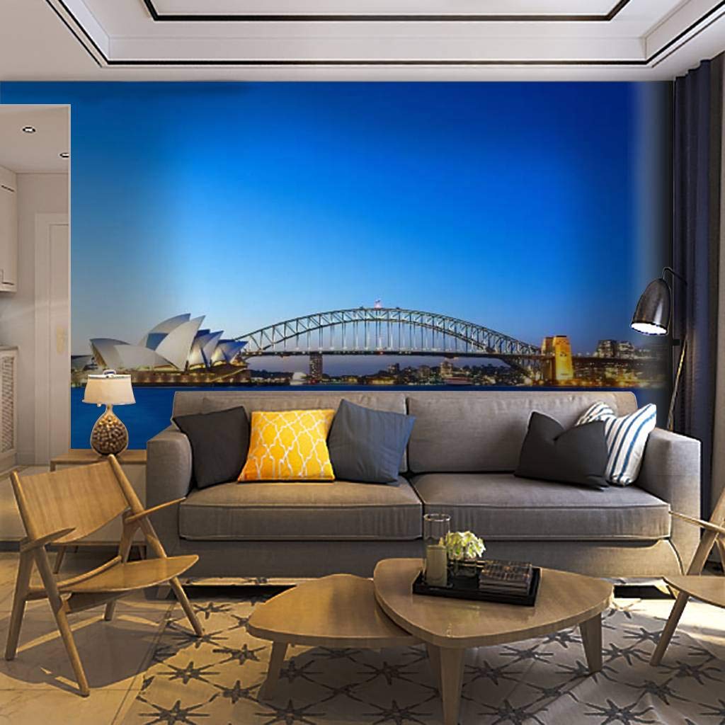 Self-Adhesive Removable Sydney Skyline Wallpaper Mural - Peel & Stick Wall Decor for Living Room, Bedroom & Office - Home Craft Decal & Poster Sticker - Perfect for Renters & Home Makeovers