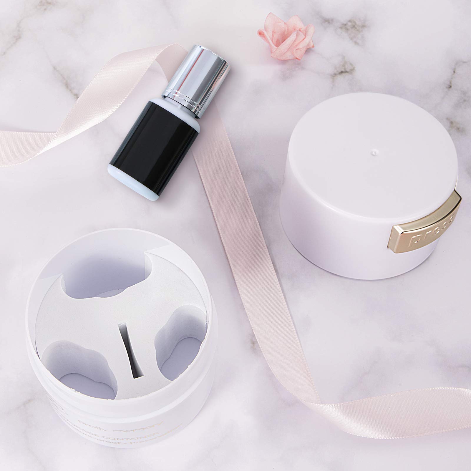 Professional White Eyelash Extension Glue Storage Container - Sealed Adhesive Holder Tank Jar Stand for Lash Artists | Perfect for Salon, Home Use & Travel