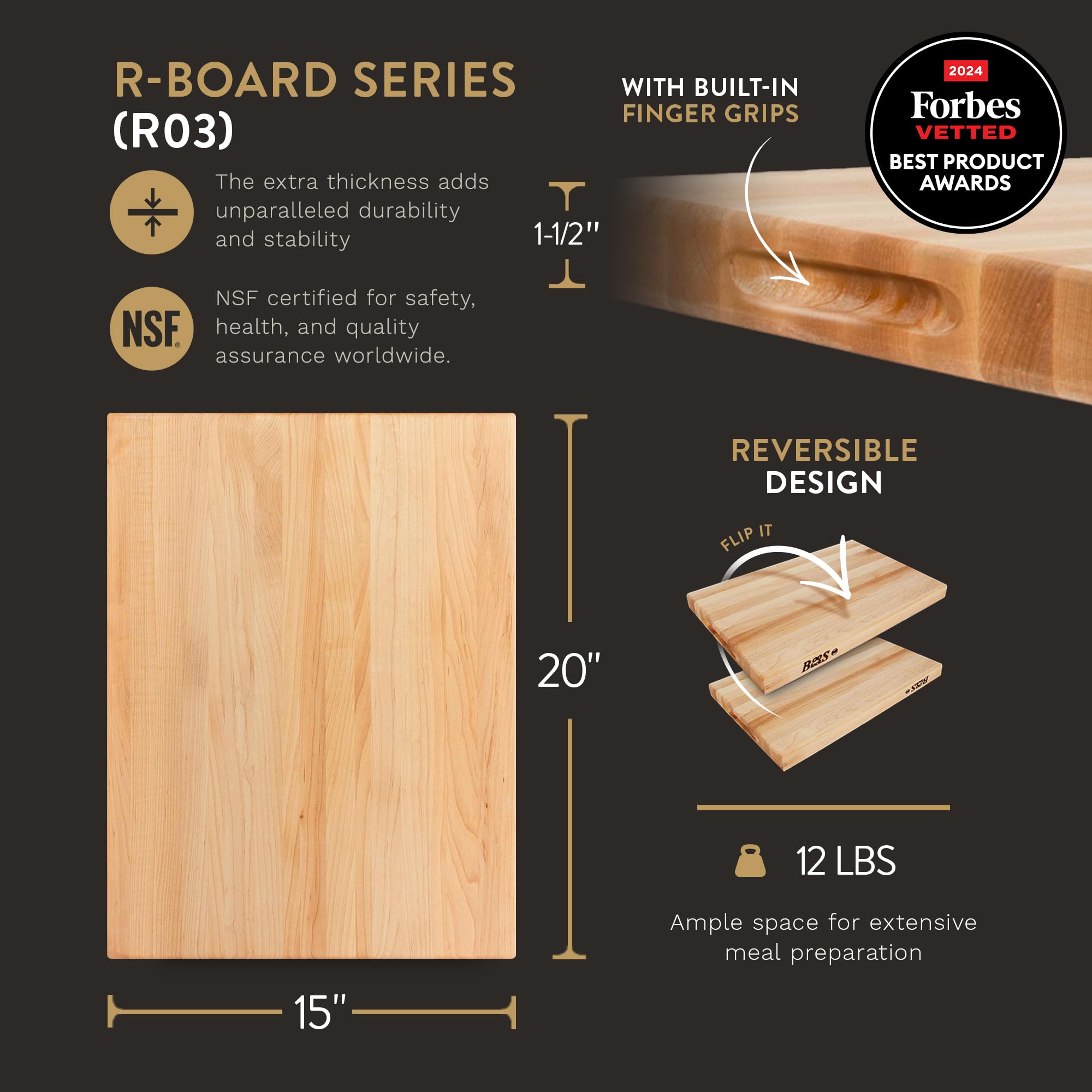 John Boos Maple Wood Reversible Cutting Board 20