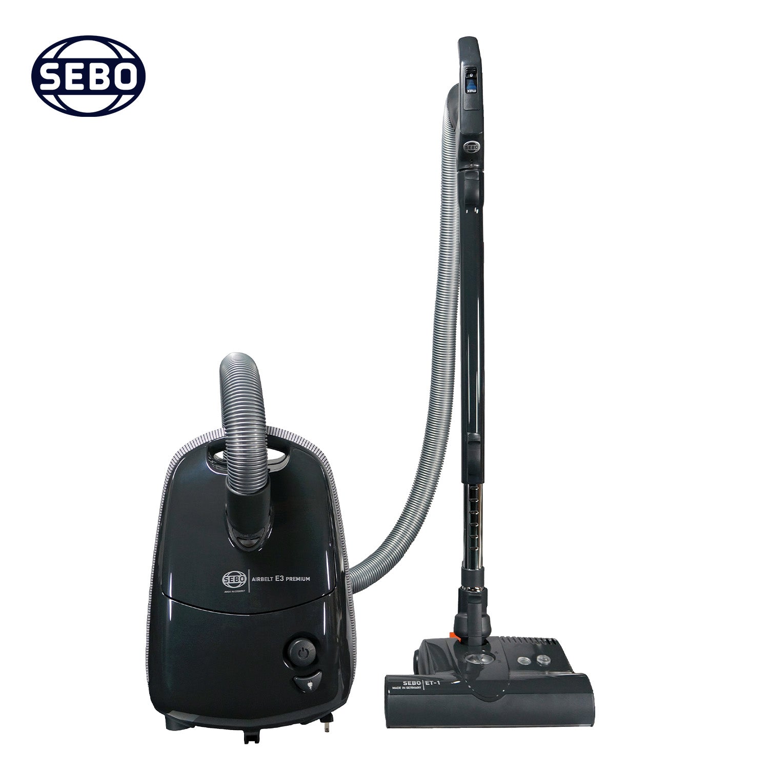 SEBO Airbelt E3 Premium Canister Vacuum Cleaner 91643AM | Powerful German-Engineered Suction for Hard Floors & Carpets | Graphite | Ideal for Pet Hair, Allergies & Large Homes