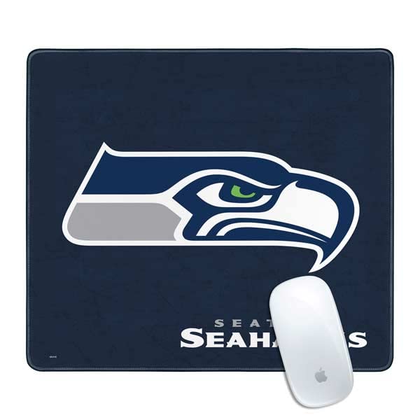 Skinit Small Gaming Mouse Pad - Officially Licensed NFL Seattle Seahawks Distressed Design with Stitched Edges | Waterproof, Non-Slip Rubber Base | Perfect Desk Mat for Keyboard & Mouse | Ideal for PC Gaming, Office Work & Home Computer Setup