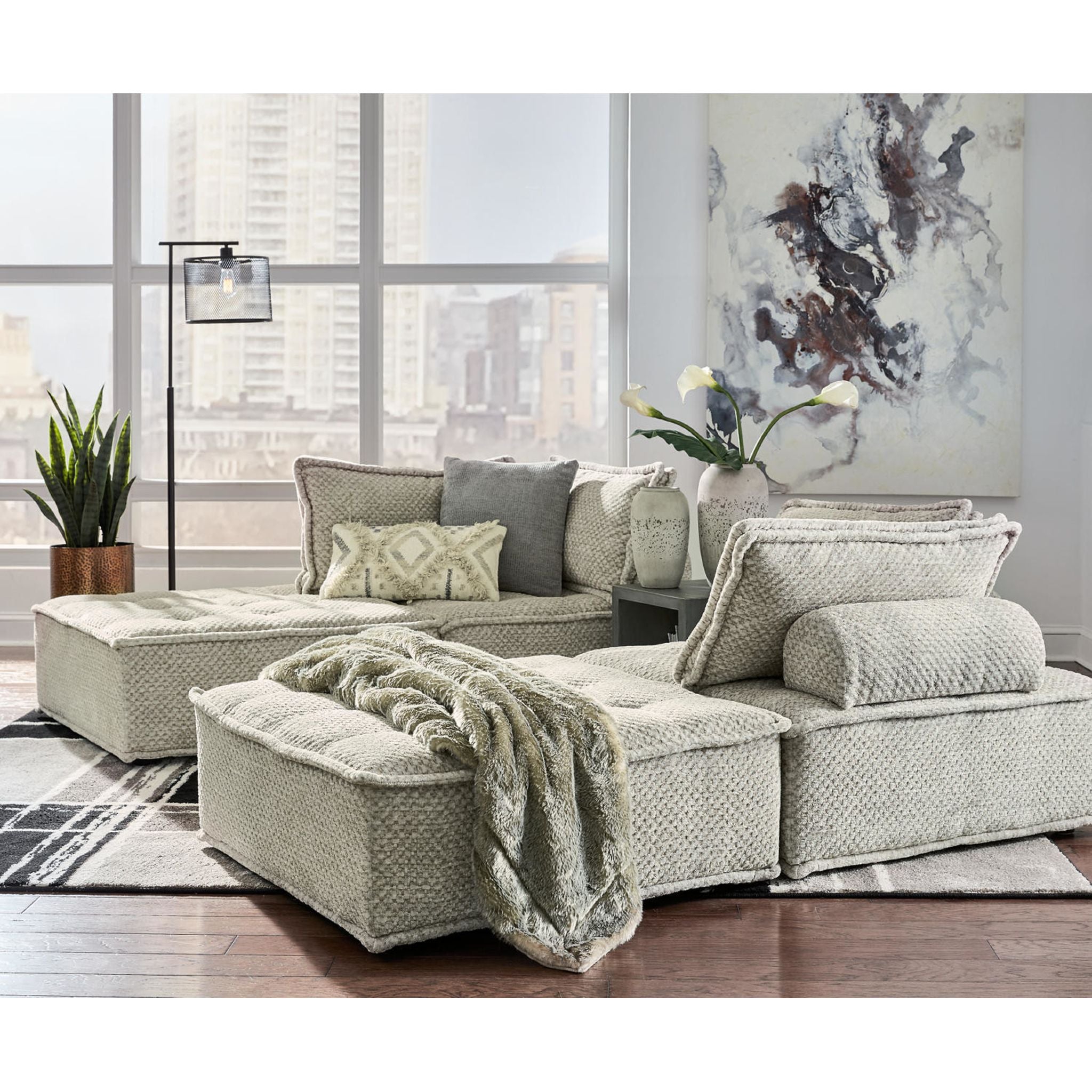 4-Piece Modular Sectional Sofa Set - Modern L-Shaped Couch with Chaise for Living Room, Lounge & Family Room - Comfortable & Stylish Home Furniture