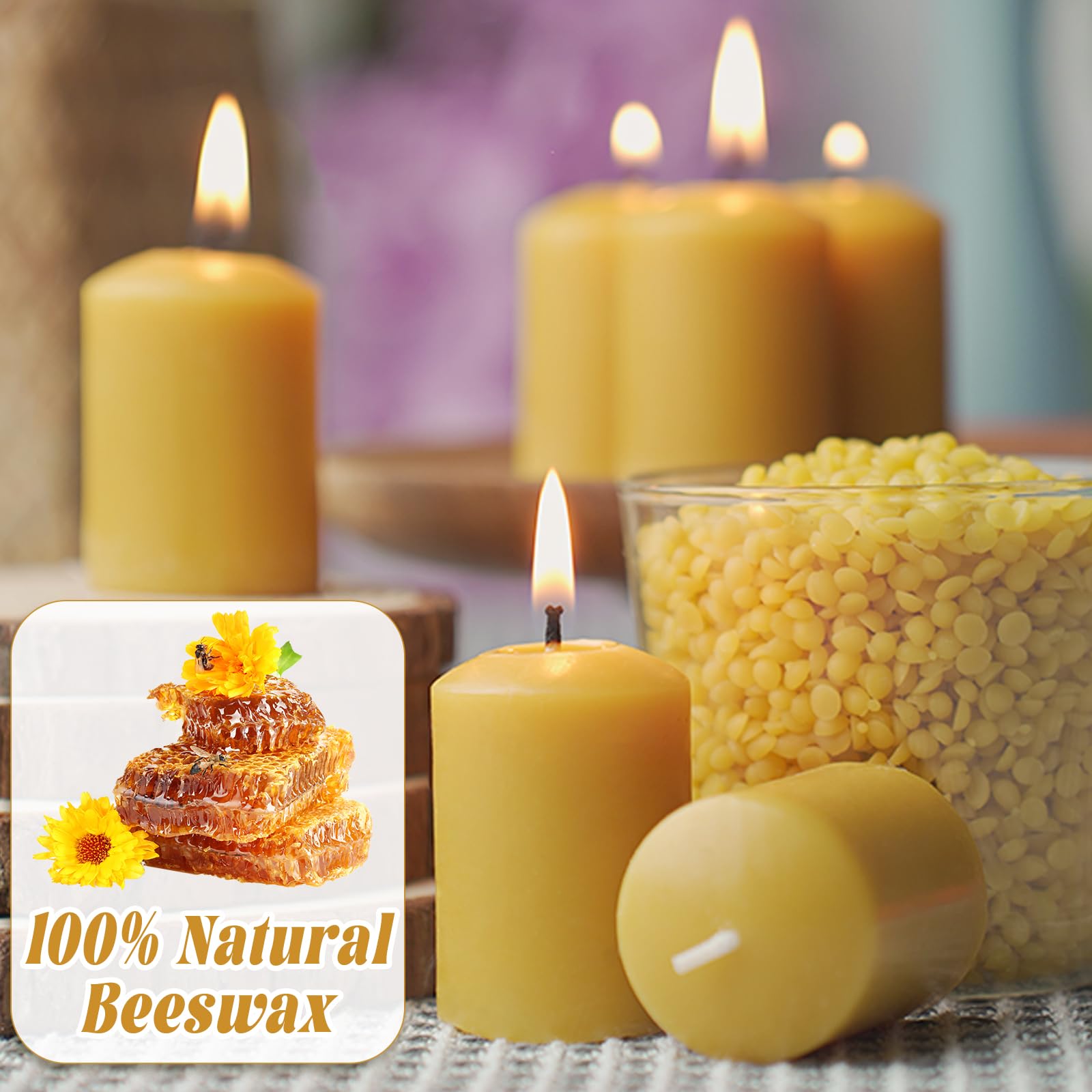 12Pcs Natural Beeswax Votive Candles - Handmade for Home Decor & Weddings