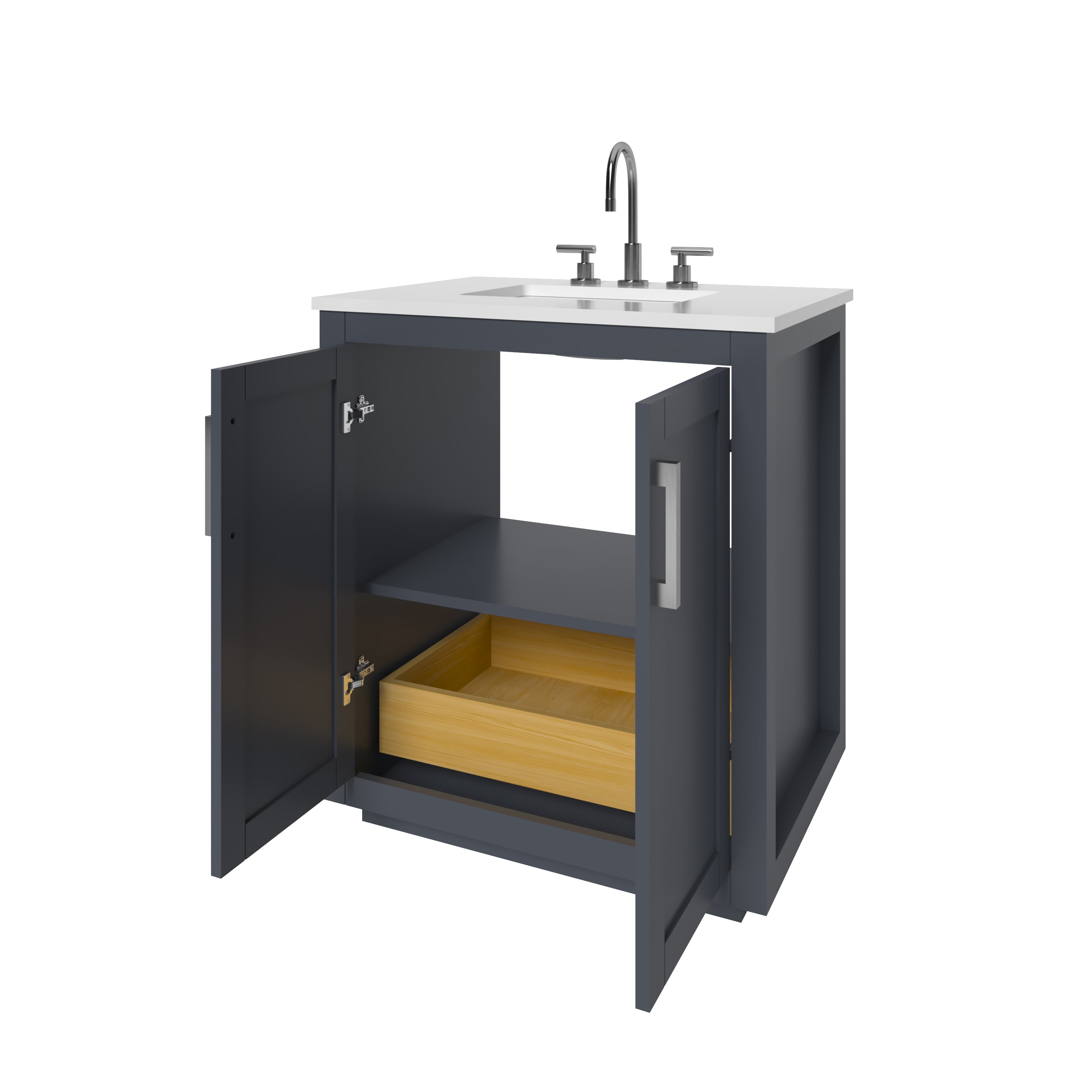 Nermé Miami 29.5 Inch Grey Bathroom Vanity Cabinet - Modern Single Sink Bathroom Storage for Small Spaces, Powder Rooms & Guest Baths