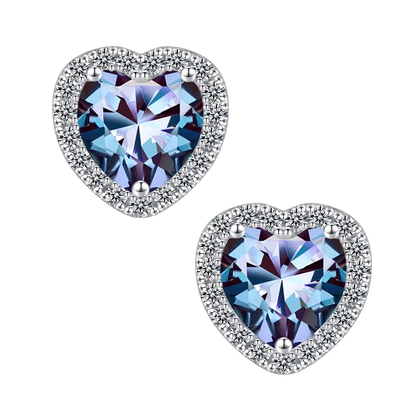 Memorjey Sterling Silver Birthstone Stud Earrings for Women - Elegant Jewelry Gift for Wife, Mom, Girlfriend | Perfect for Anniversary, Christmas, Mother's Day & Birthday | Everyday Wear & Special Occasions