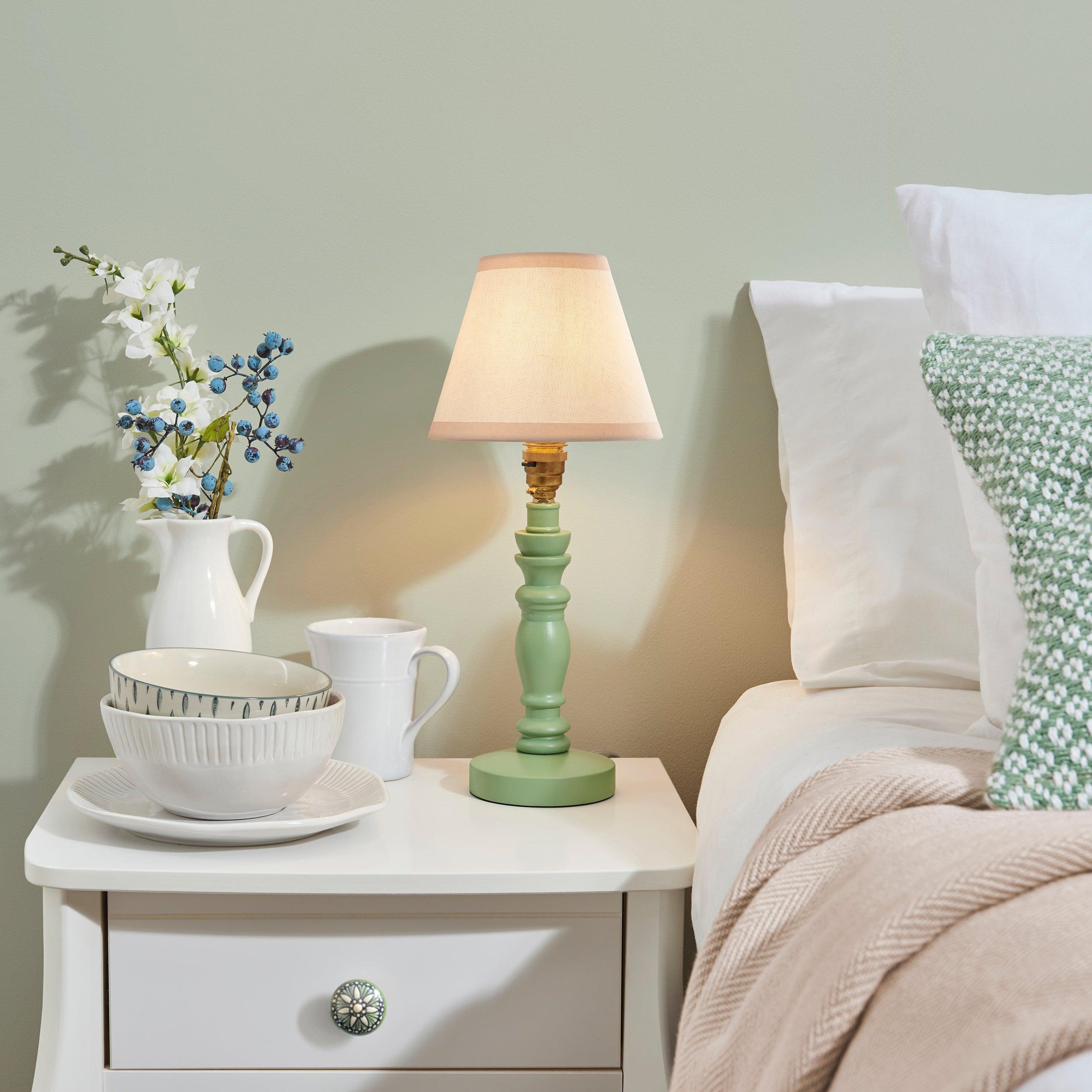 Vintage White Table Lamp with Ivy Design - 16cm Green Shade for Home, Office, and Bedroom Decor