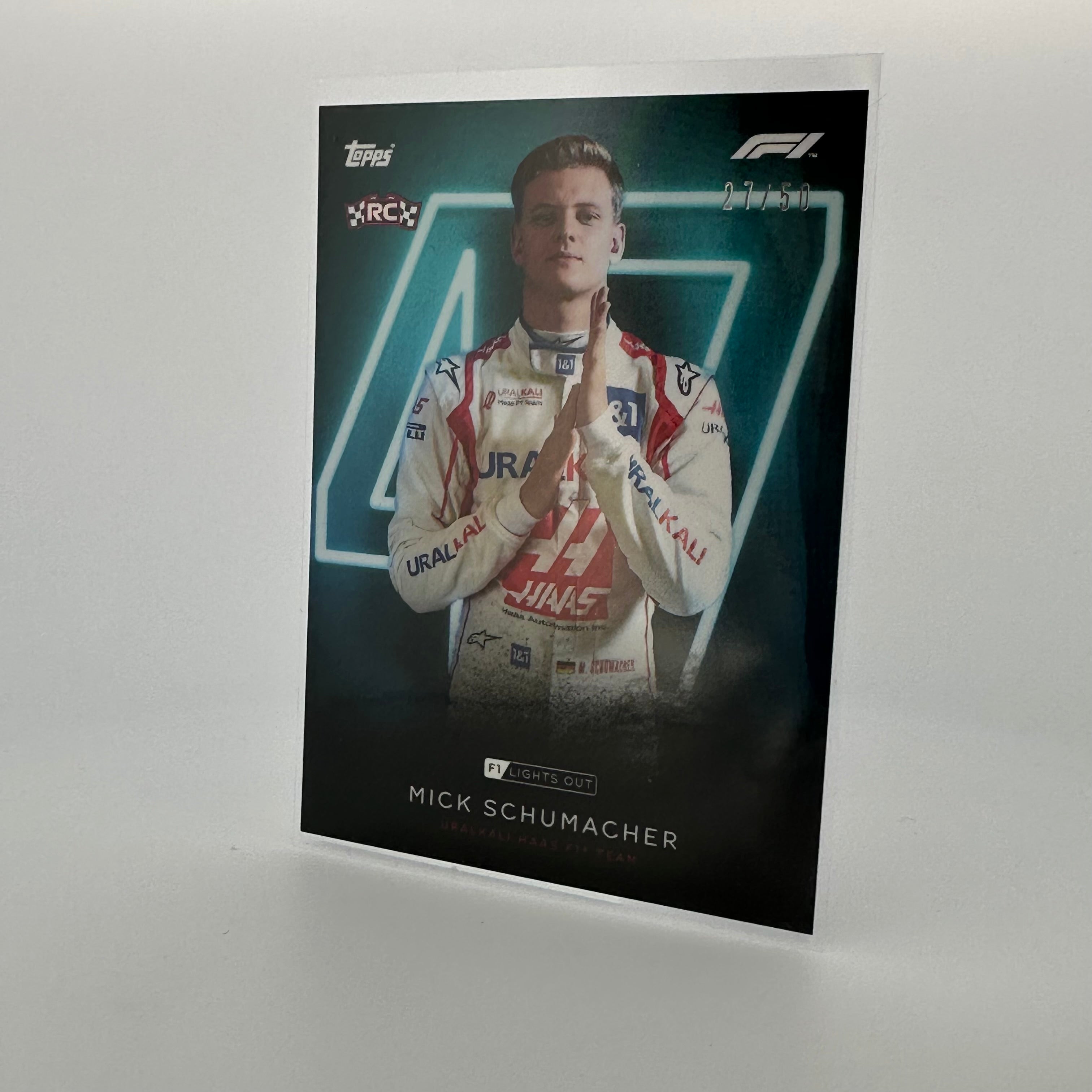 Mick Schumacher 27/50 Aqua Parallel F1 Racing Driver Card - Perfect for Collectors, Fans & Sports Memorabilia Enthusiasts