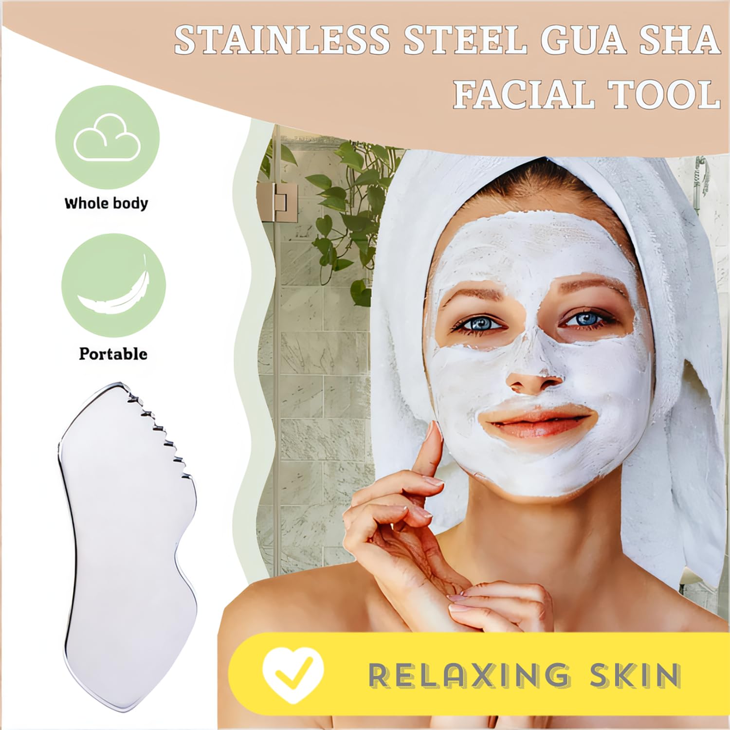 Premium Stainless Steel Gua Sha Facial Massage Tool - Anti-Aging Face, Neck & Body Scraper for Skin Tightening & Rejuvenation | Perfect for At-Home Spa, Self-Care Routine & Relaxation Gifts