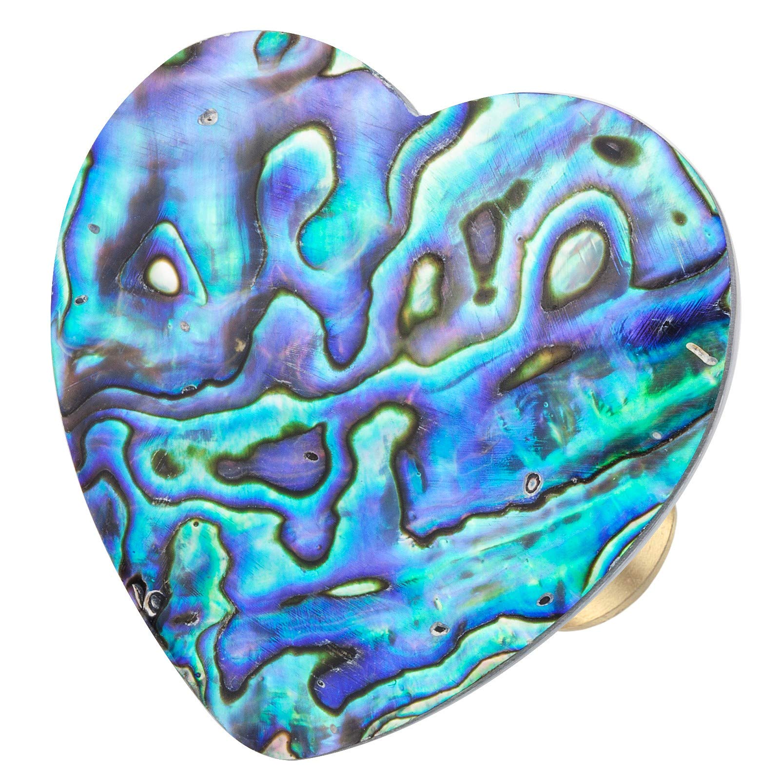 Brass Abalone Shell Cabinet Knobs Set - 4pcs with Screws for Drawer & Closet