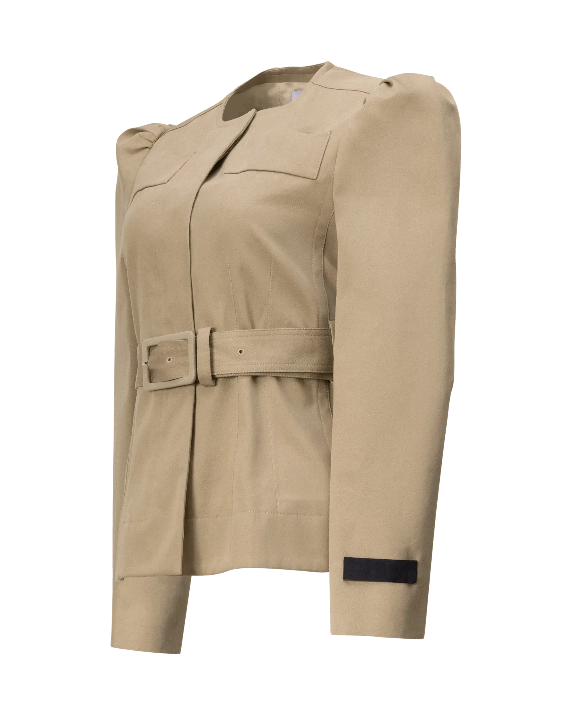 Stylish Belted Gabardine Cropped Jacket for Women - Trendy Slim Fit Blazer with Adjustable Waist - Perfect for Office, Business Casual & Spring Outfits