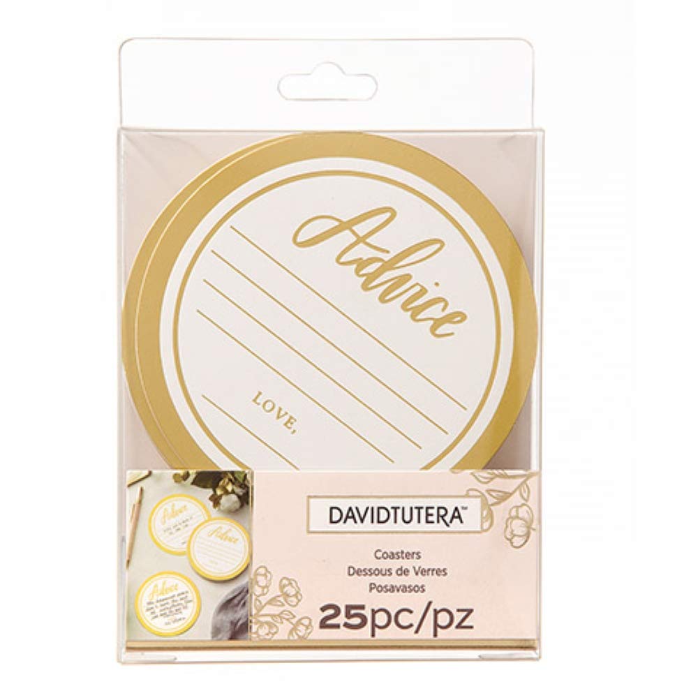 David Tutera Wedding Advice Coasters - Set of 25 Elegant Drink Coasters for Bridal Showers, Bachelorette Parties & Wedding Receptions - Perfect Wedding Gift & Party Decor
