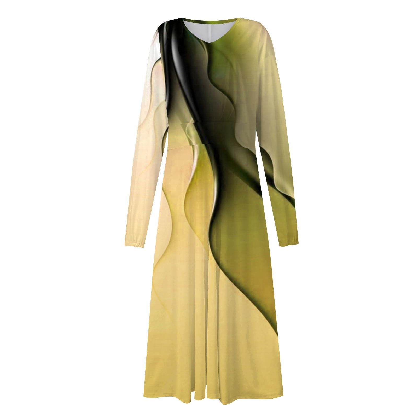Women's Floral Print Boho Maxi Dress - Long Sleeve Wrap V-Neck with Ruffle & Belted A-Line Design | Perfect for Beach Vacations, Summer Parties & Casual Outings