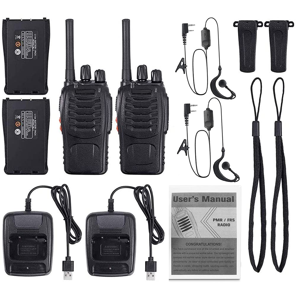 4 Pack Professional Walkie Talkies - PMR446 VOX 16CH CTCSS/DCS Long Range Two Way Radios with Earpiece | Ideal for Outdoor Adventures, Camping, Hiking, Survival & Emergency Communication