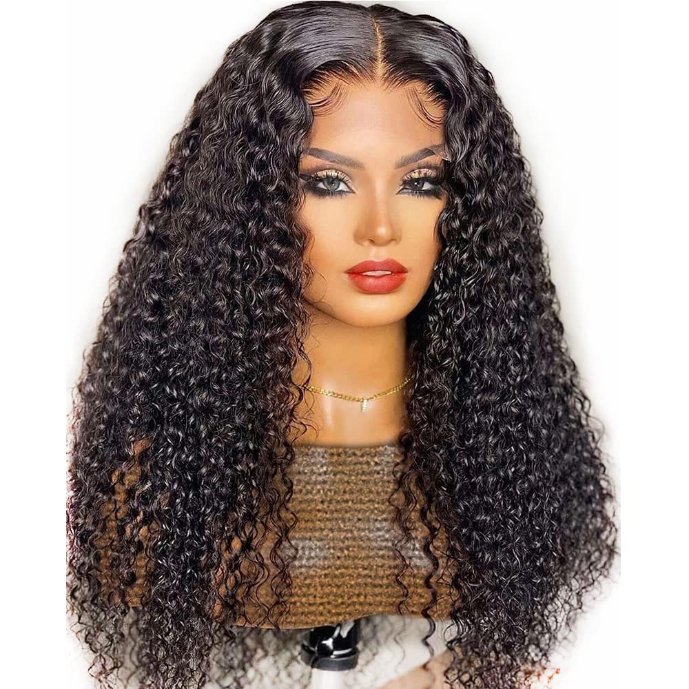 Larima 180% Density Kinky Curly Human Hair Wig - 26 Inch Glueless HD Lace Front Wig with Baby Hair & Pre-Plucked Hairline | Unprocessed Virgin Hair | Natural Black Color | Perfect for Daily Wear, Cosplay, Parties & Special Occasions