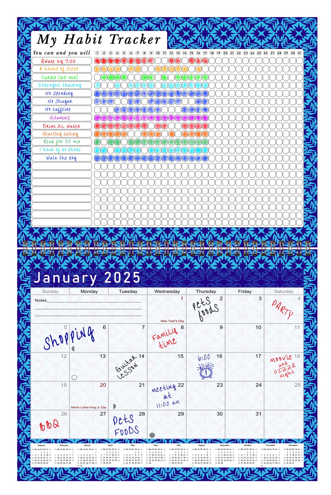 2025 Monthly Desktop & Wall Calendar Planner with Habit Tracker - Daily Weekly Monthly Goal Setting Motivational Journal - Inspirational Organizer (Edition #017) for Office, Home & School Productivity
