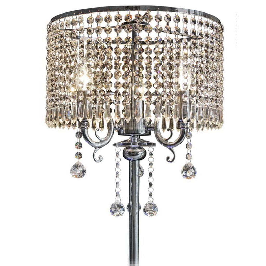 Elegant K9 Crystal Floor Lamp with Chrome Finish - 2-Light Modern European Luxury Lighting for Living Room, Bedroom & Office Decor