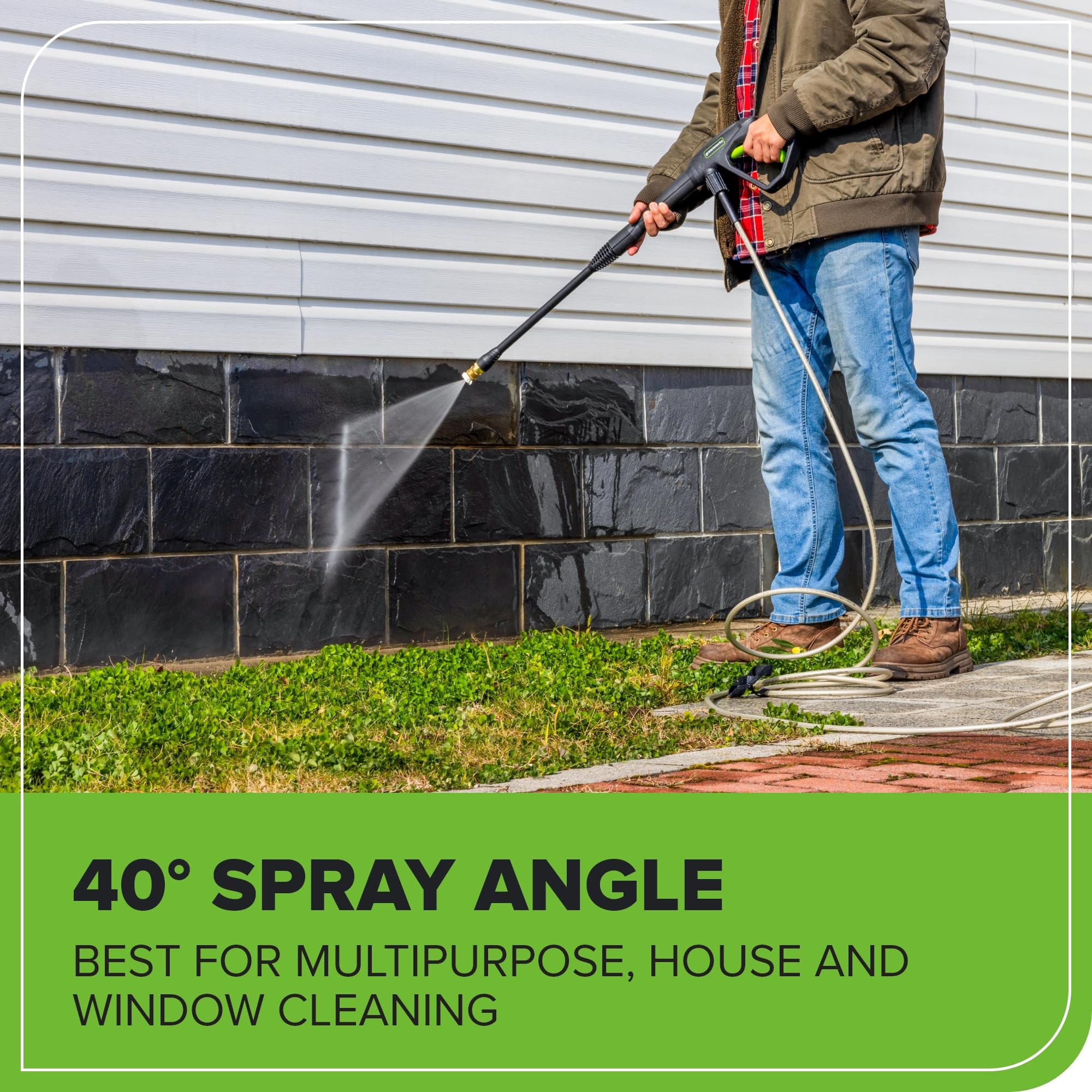 Greenworks 1900 PSI Electric Pressure Washer - 1.2 GPM, 13 Amp, Portable Power Cleaner for Cars, Driveways, Patios & Outdoor Cleaning (SGS Certified) | Ideal for Home, Garage, RV & Pool Area Maintenance