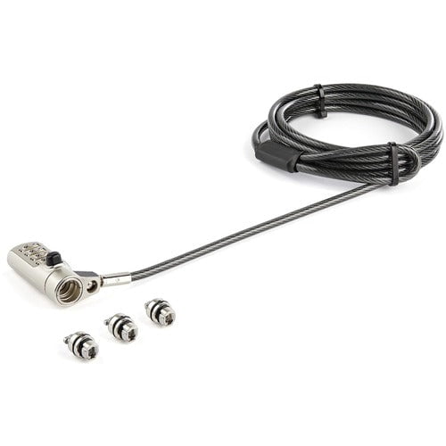 6-Pack (2M) 3-in-1 Universal Laptop Cable Lock with 4-Digit Combination - Anti-Theft Security Steel Cable for Laptop/Desktop - Compatible with K-Slot, Nano & Wedge Slot Computers - Perfect for Office, School, Travel & Public Spaces (LTULOCK4D)