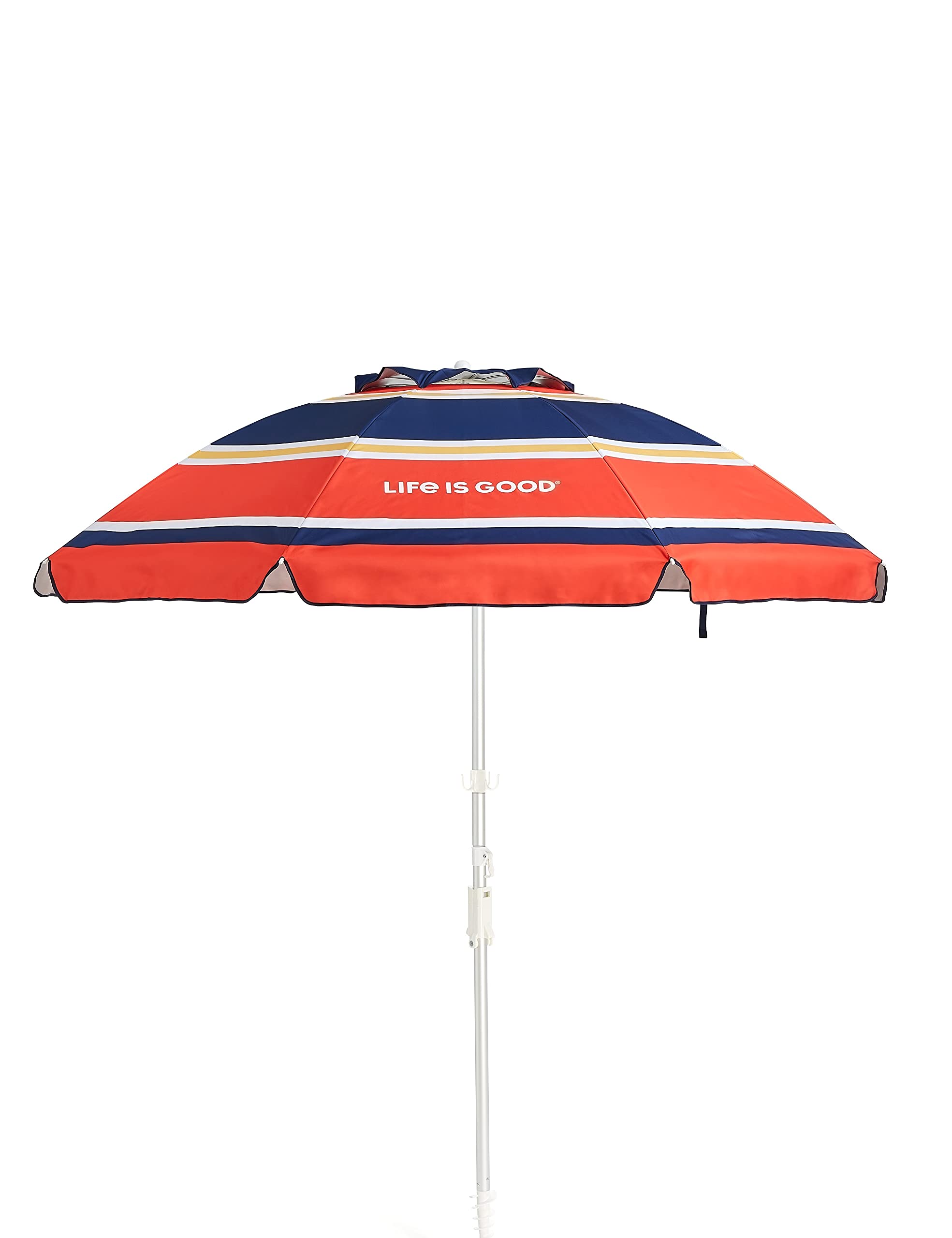 Life is Good Beach Umbrella with Silver Frame - Portable Sun Shade for Pool, Patio & Outdoor Activities