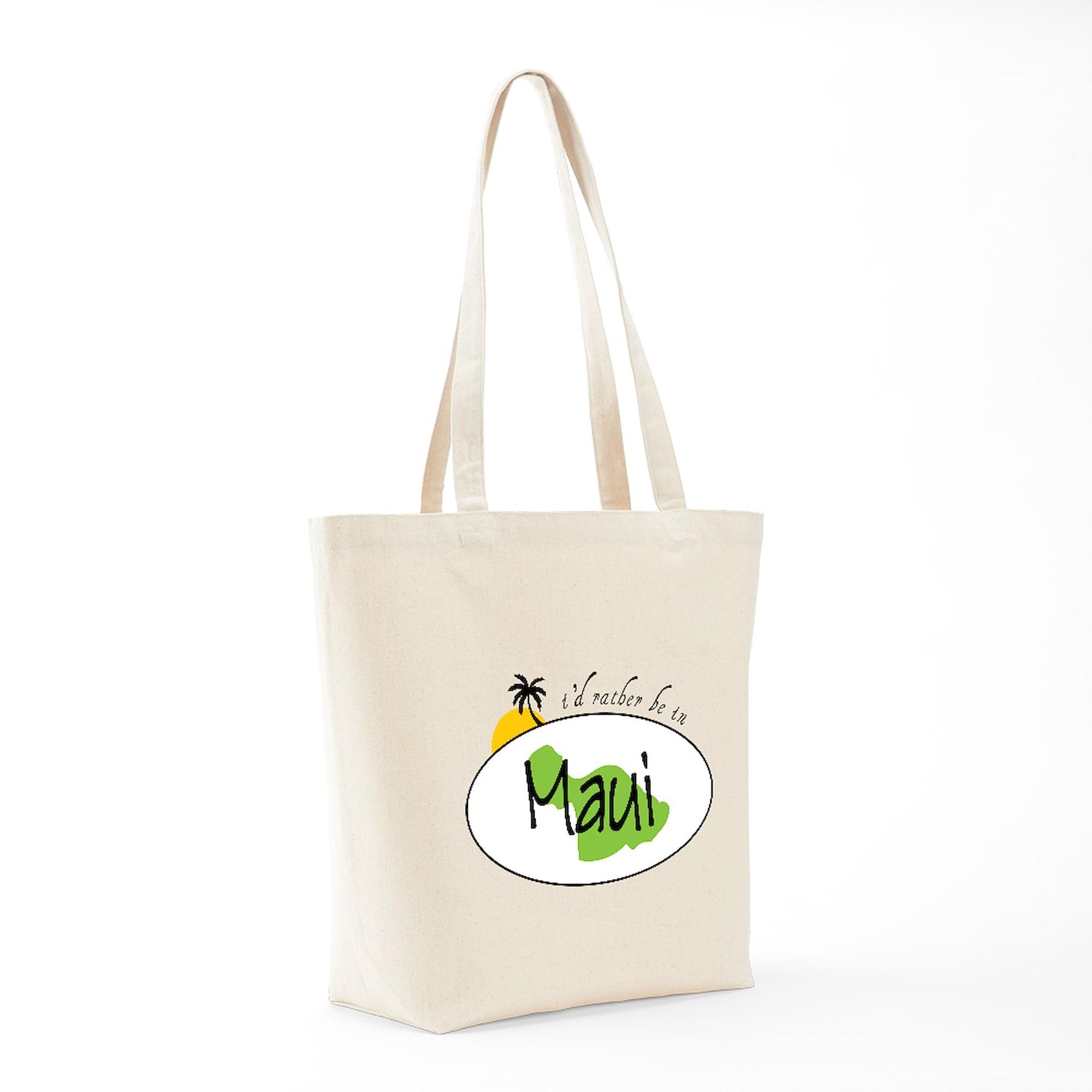 Eco-Friendly Natural Canvas Tote Bag - Reusable Shopping Bag with 'Rather Be In Maui' Print | Perfect for Groceries, Beach Trips & Daily Use