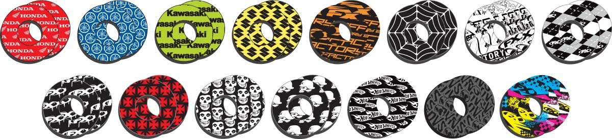 Factory Effex Moto Grip Donuts - Argyle Pattern Motorcycle Handlebar Grips for Comfort & Control - Perfect for Cruisers, Dirt Bikes & ATVs