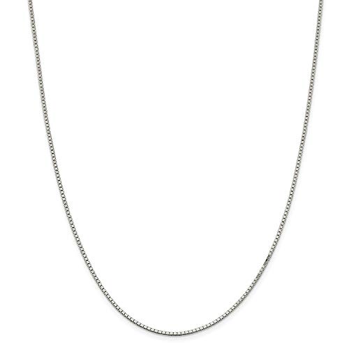 Black Bow Jewelry 1.5mm Rhodium-Plated Sterling Silver Solid Box Chain Necklace for Women, Gift for Her, Everyday Wear, Special Occasions