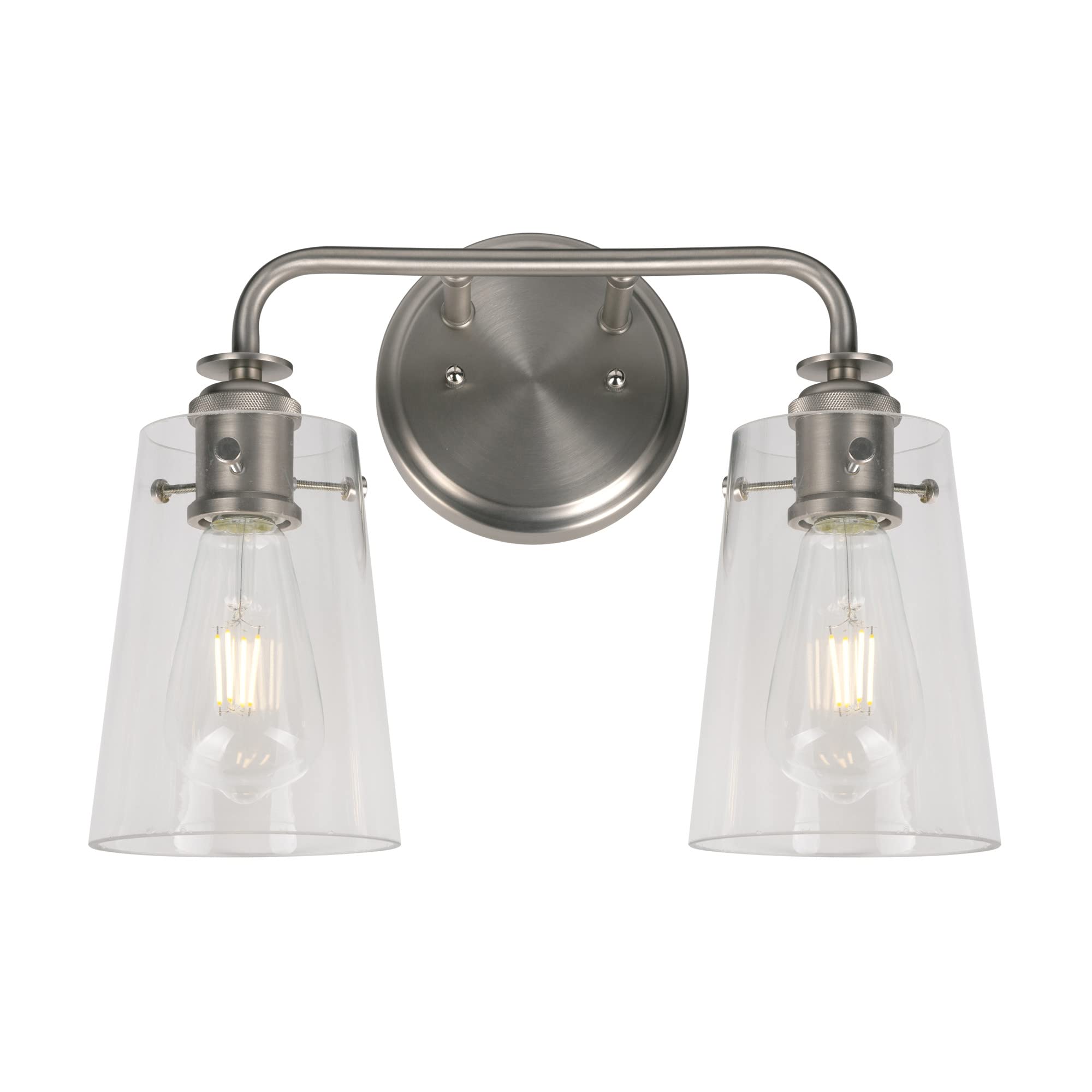 Forte 5118-02-62 Modern Two Light Bathroom Vanity Light Fixture in Black and Soft Gold Finish - Perfect for Bathroom, Powder Room, and Master Suite Lighting