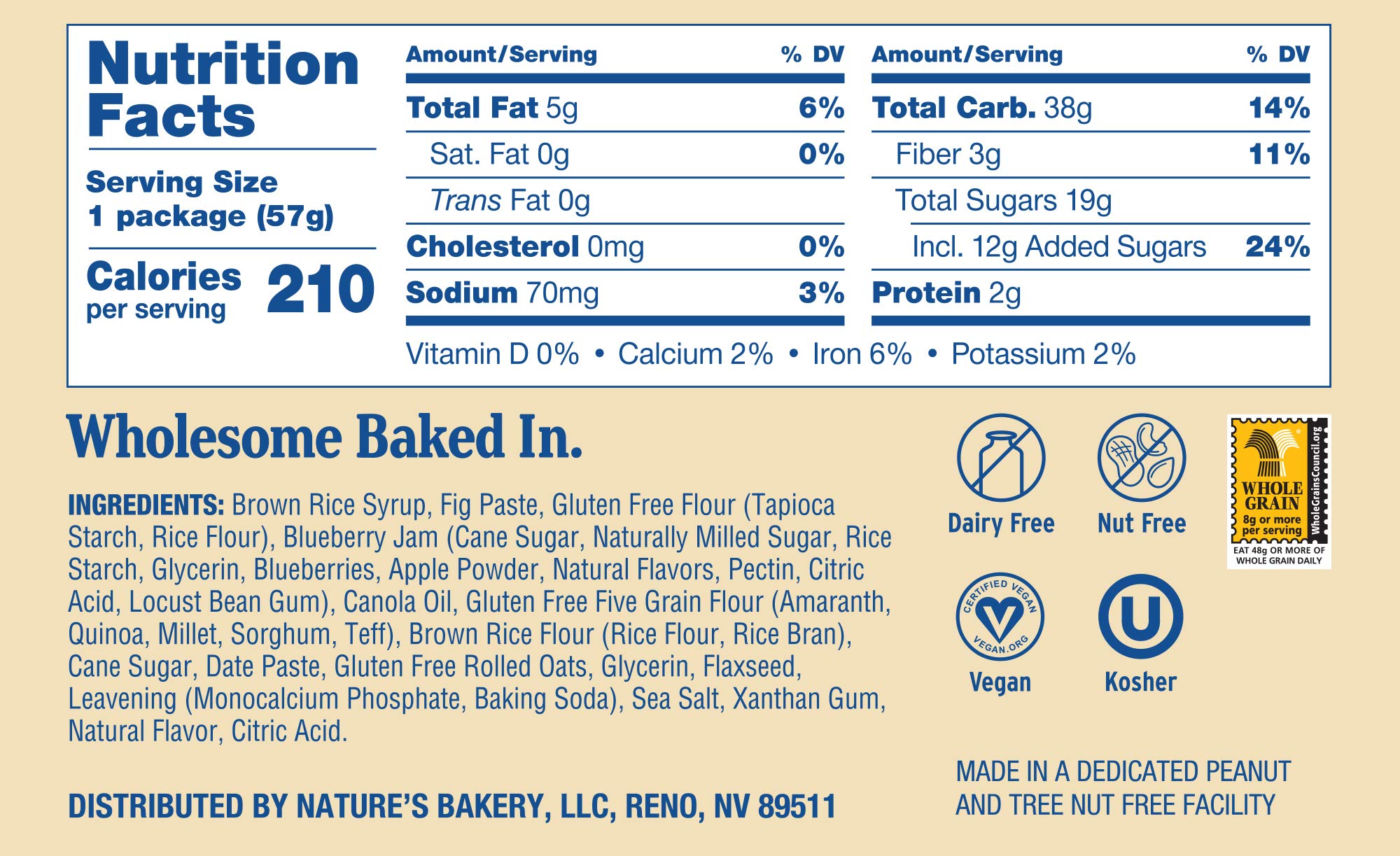 Nature's Bakery Gluten Free Fig Bars - Blueberry Flavor, Vegan & Non-GMO Snack Bars with Real Fruit, Pack of 7 (12 Count Each) | Healthy On-the-Go Snacks for Work, School & Outdoor Activities