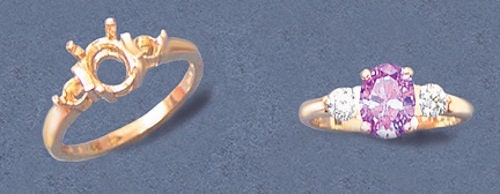 14K Gold or Sterling Silver 8x6mm Oval Ring Setting with Oversized Accents - Size 7 (163849/143849) - Perfect for Engagement Rings, Wedding Bands & Jewelry Making