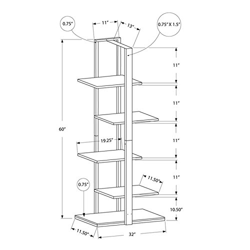 Pemberly Row 5-Shelf Metal Bookcase - White & Silver Storage Shelf for Home Office, Living Room, Bedroom & Library Organization