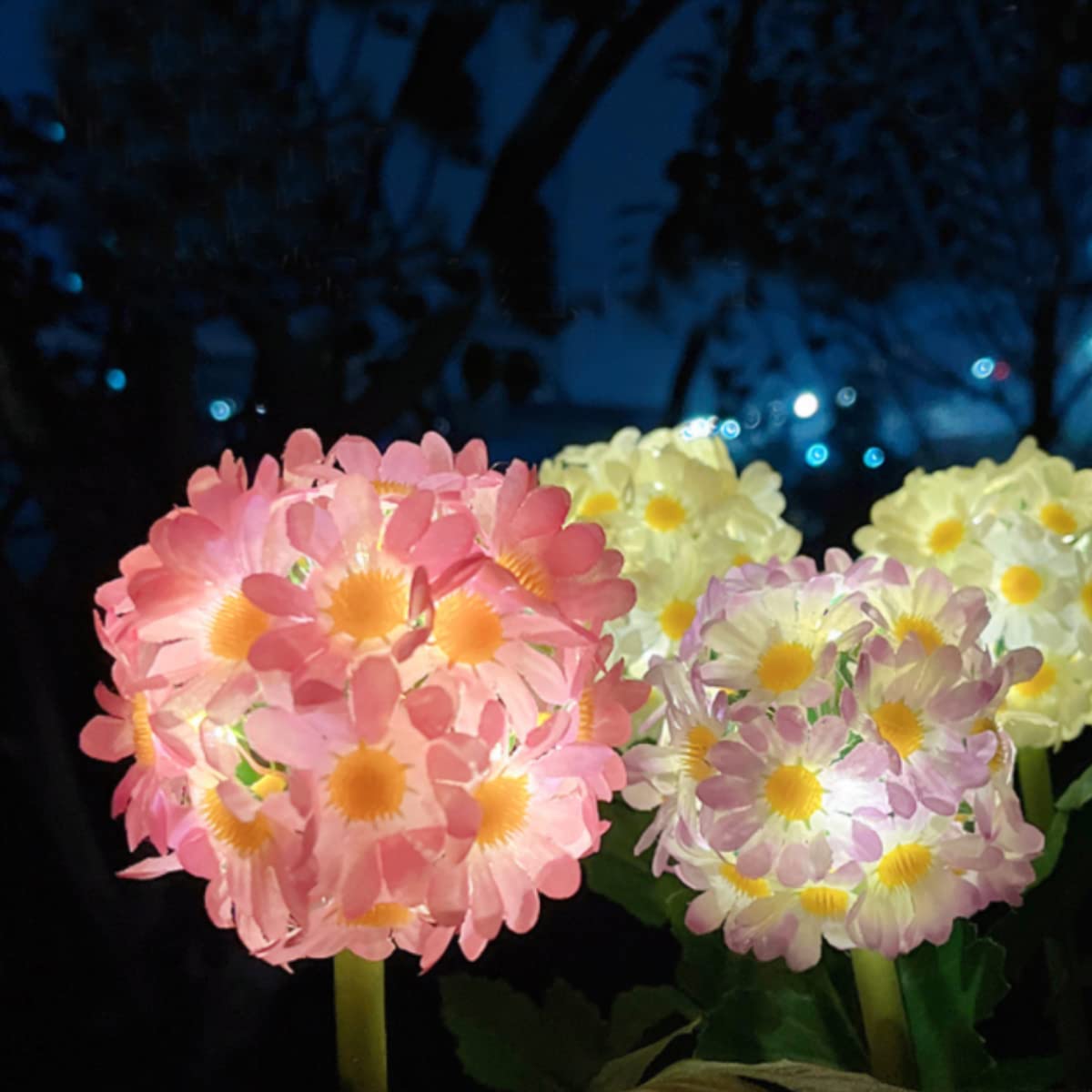 AVEKI 2 Pack Solar Outdoor Lights - Waterproof Solar Garden Lights for Walkway, Yard, Backyard, Lawn & Landscape Decoration (White) | Weather-Resistant Flower Lights for Pathway, Patio & Garden Decor