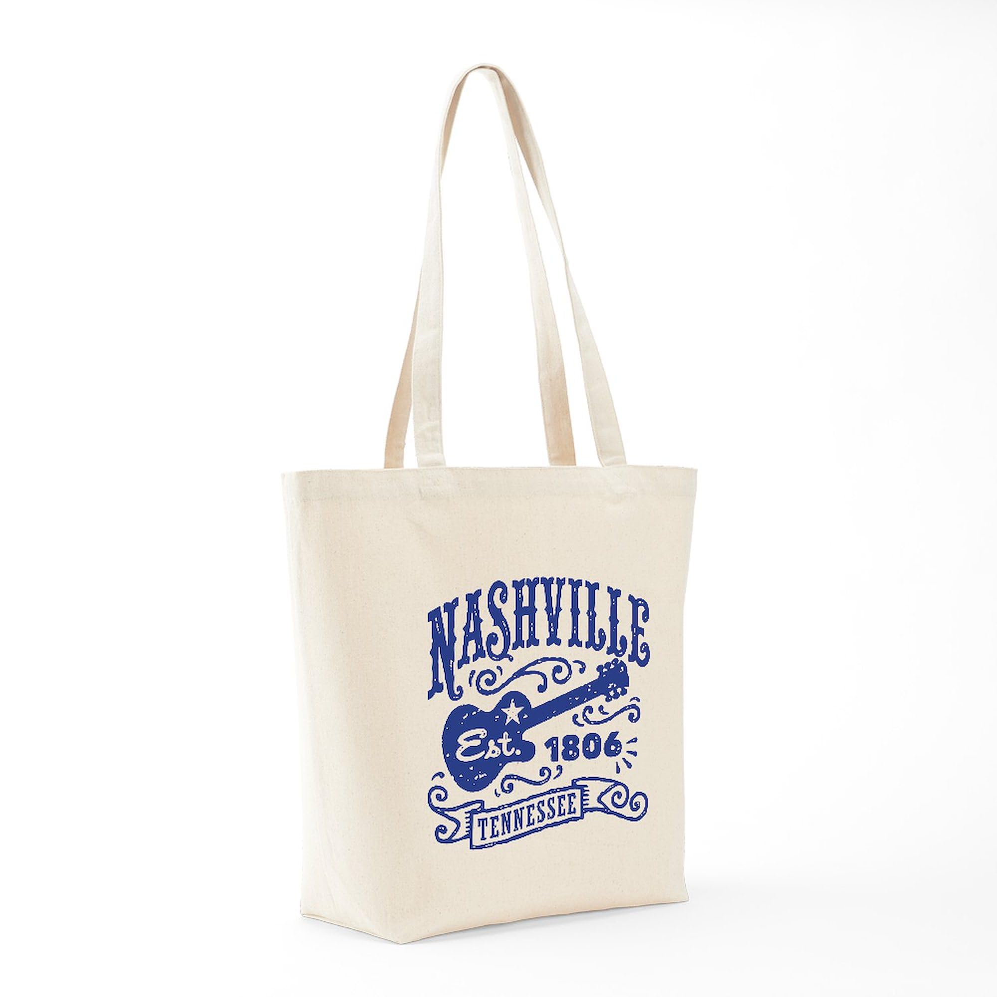 Nashville Tennessee Tote Bag - Natural Canvas Reusable Shopping Bag with Handle | Eco-Friendly Grocery Bag for Travel, Beach & Farmers Market