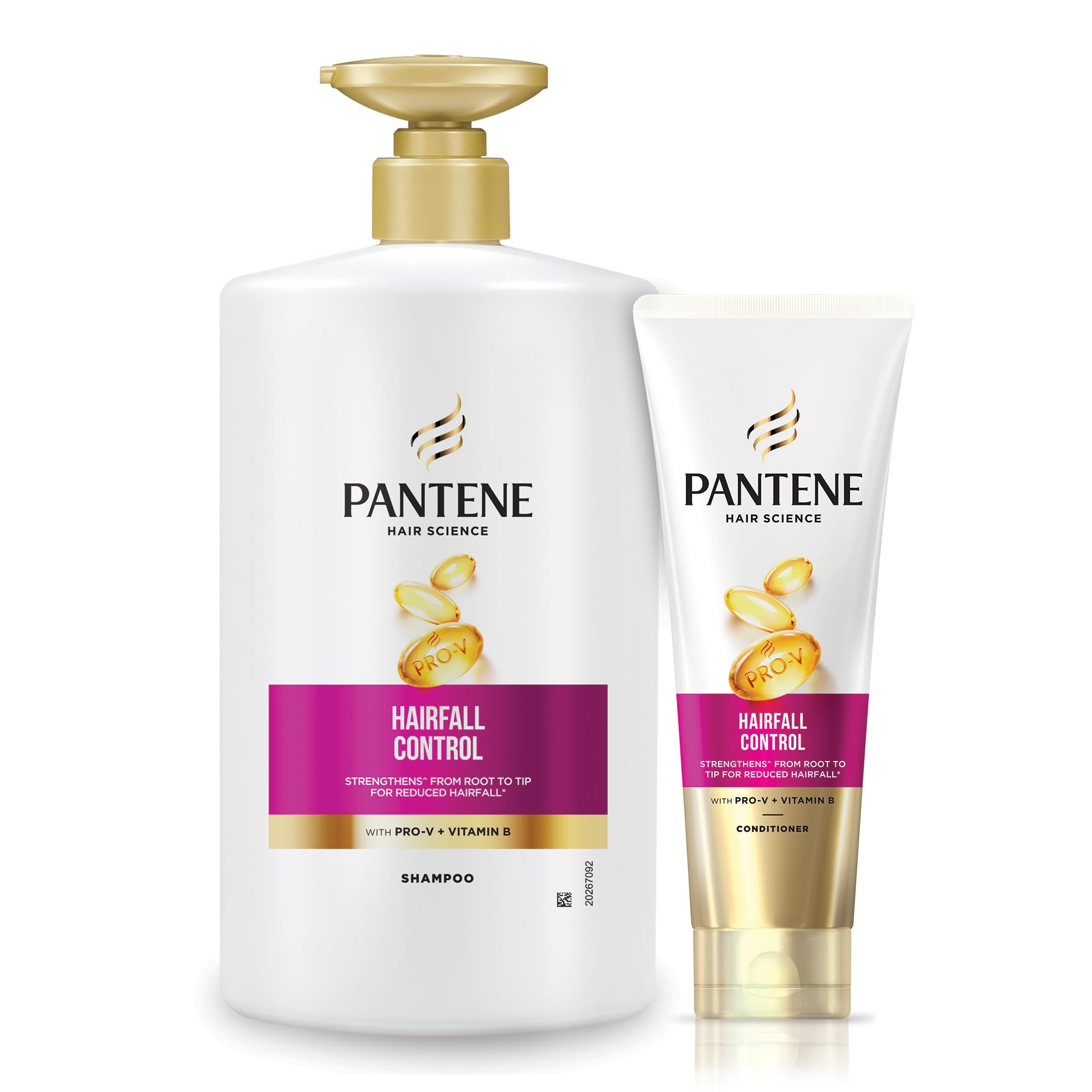 Pantene Advanced Hair Fall Solution Shampoo & Conditioner Set - Anti Hair Loss Treatment for Thicker, Stronger Hair (1L Shampoo + 180ml Conditioner) | Daily Hair Care for Women & Men at Home