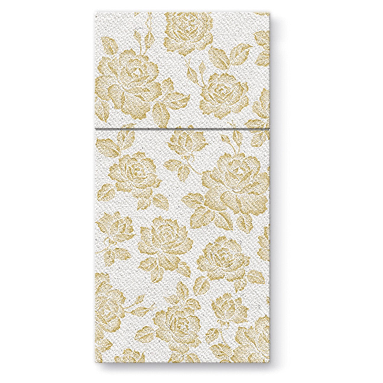 Premium Gold Pocket Napkins - Subtle Roses Airlaid 1/8 Fold (25 Pack) - Elegant Dinner Parties, Weddings & Special Events