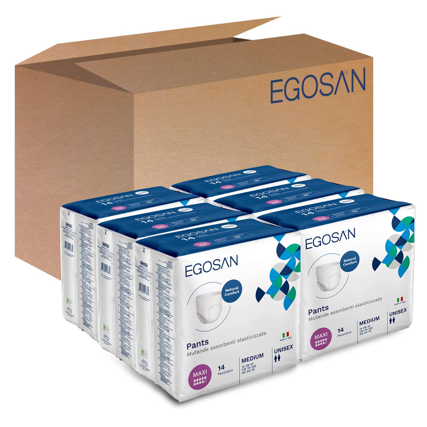 **Egosan Maxi Incontinence Underwear for Adults - Lightweight, Breathable & Disposable Pull-Ups with High Absorbency, Stretchable Fit - Unisex Medium (84 Count) - Ideal for Overnight Protection, Travel & Active Lifestyles**