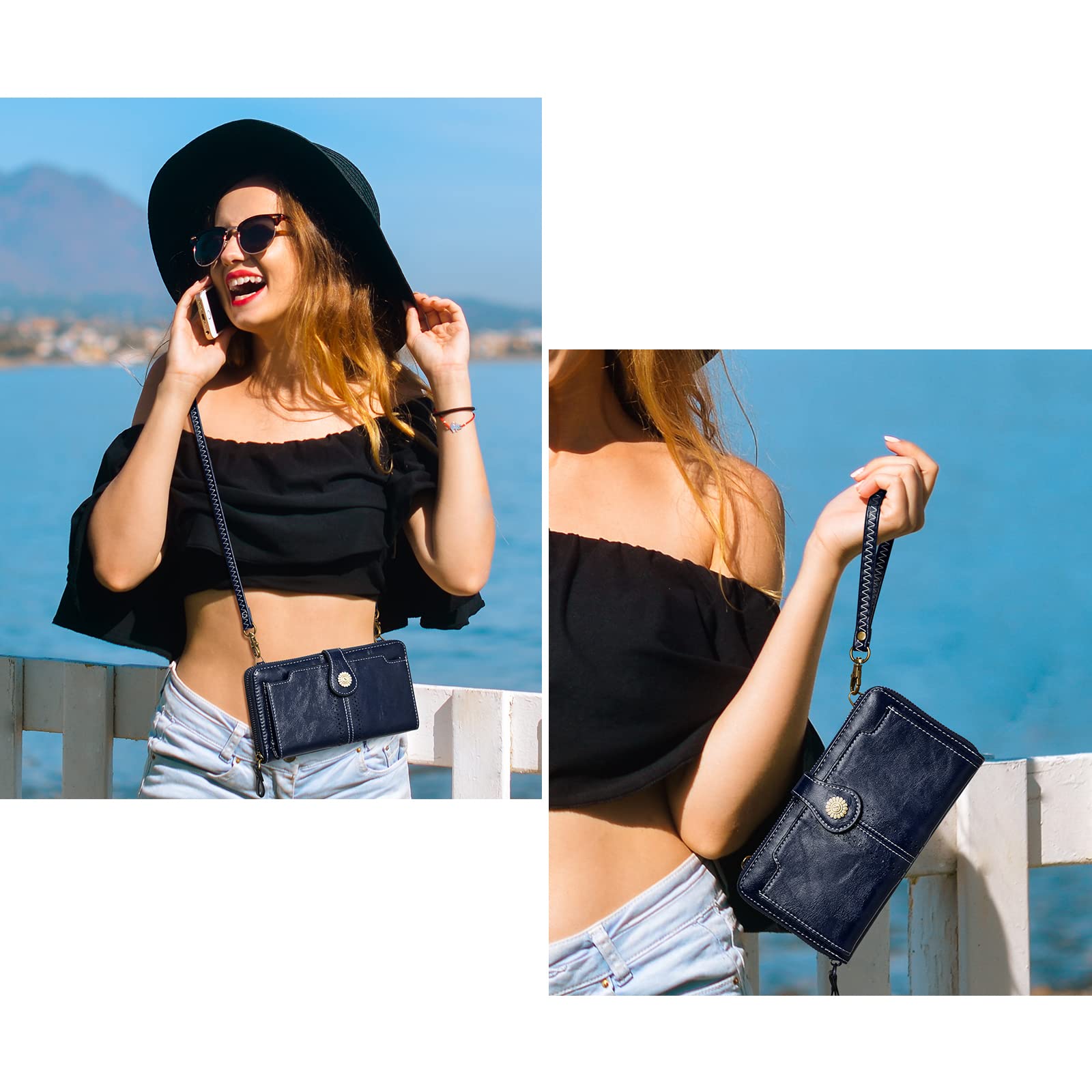 S-ZONE Vegan Leather Crossbody Bag for Women - Small RFID Blocking Phone Purse with 2 Adjustable Straps | Perfect for Everyday Use, Travel & Shopping
