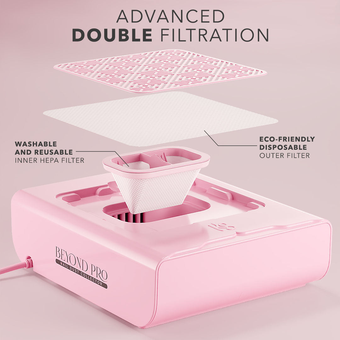 Beyond Pro Nail Dust Collector - Pink | Professional Nail Salon Dust Extractor for Manicure & Pedicure | Perfect for Home & Salon Use