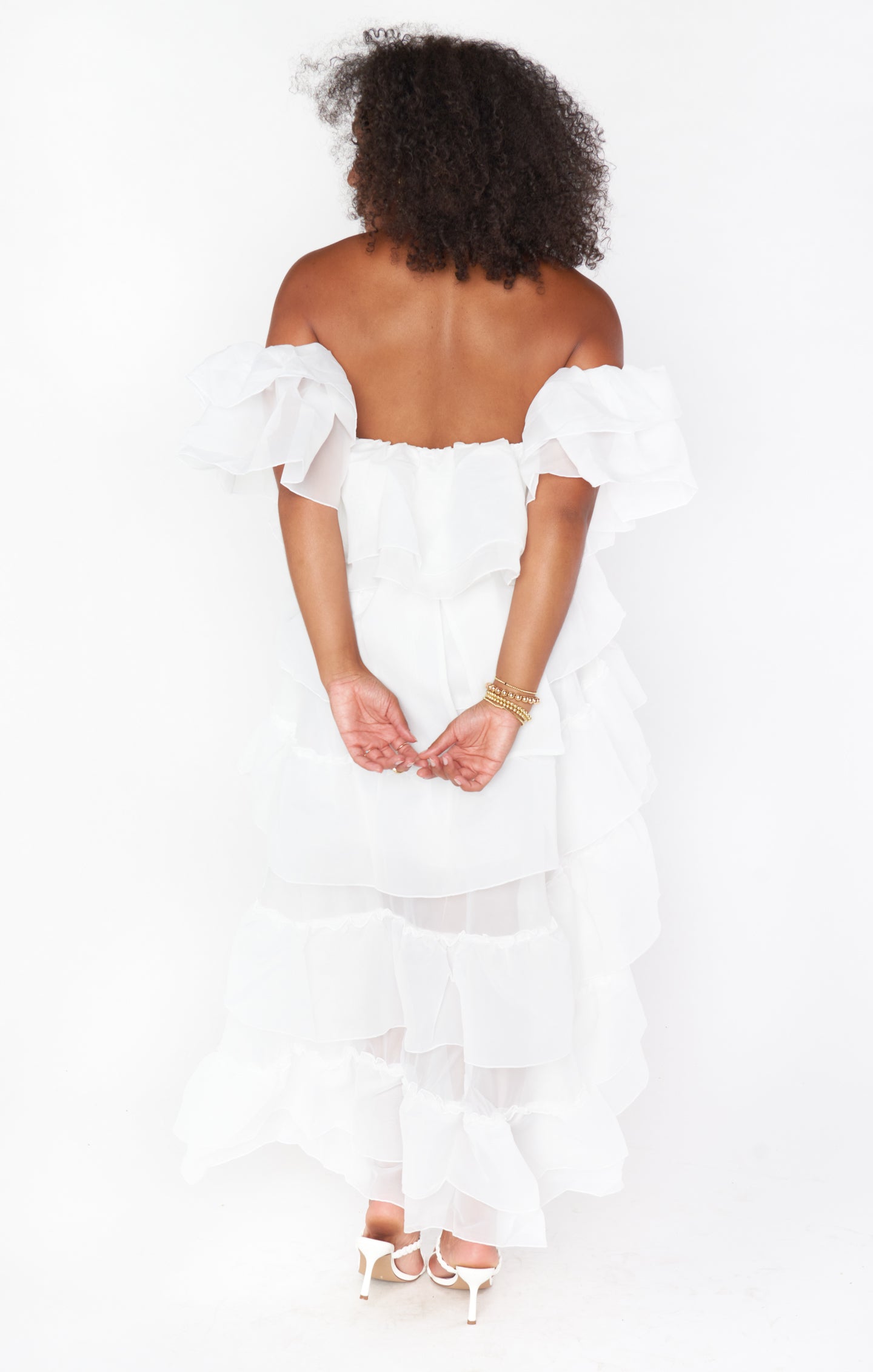 Brandy Maxi Dress - Elegant White Organza Formal Gown for Women | Perfect for Weddings, Prom, Evening Parties & Special Occasions